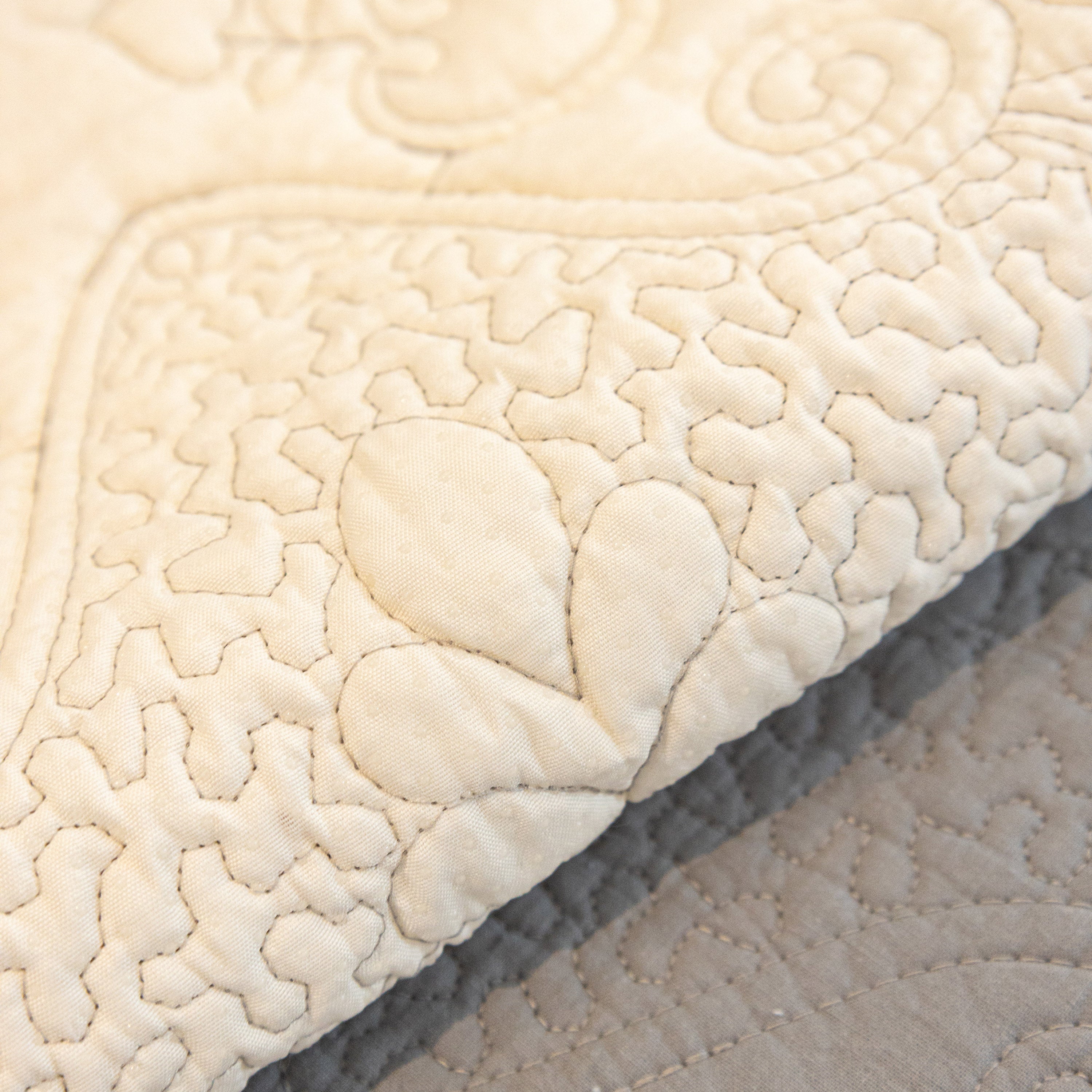 Baroque Floral Quilted Cotton Sofa Cover, Non-Slip Washable Couch Protector