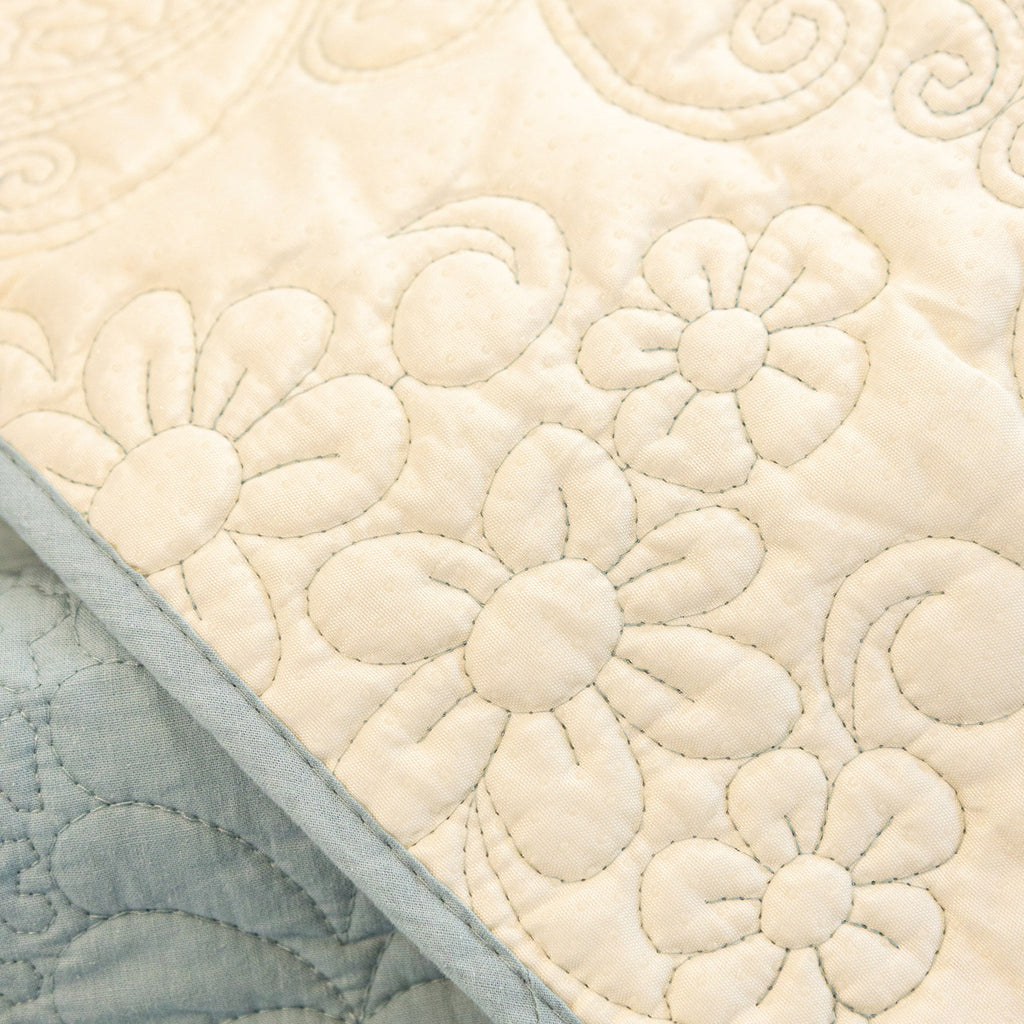 Baroque Floral Quilted Cotton Sofa Cover, Non-Slip Washable Couch Protector