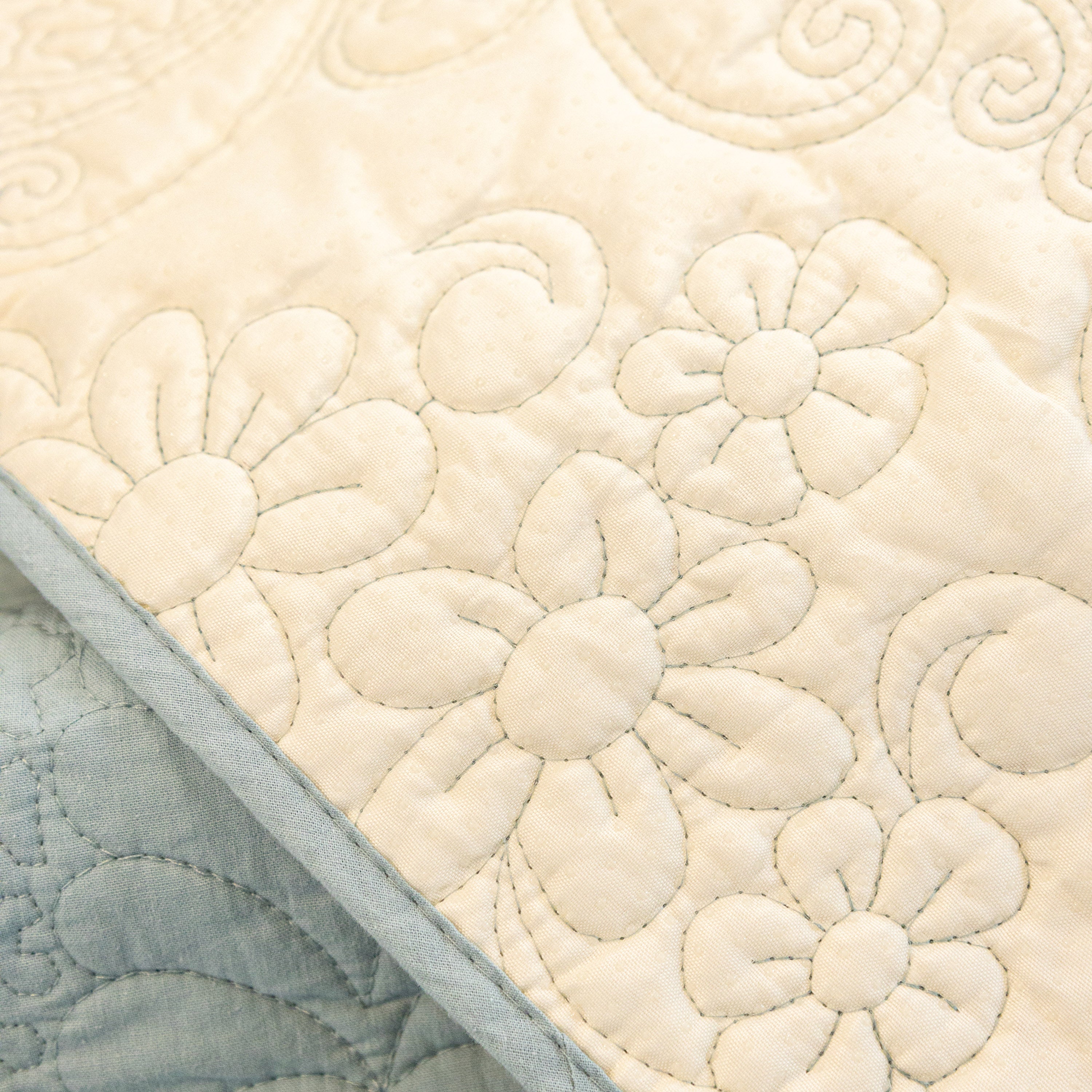 Baroque Floral Quilted Cotton Sofa Cover, Non-Slip Washable Couch Protector