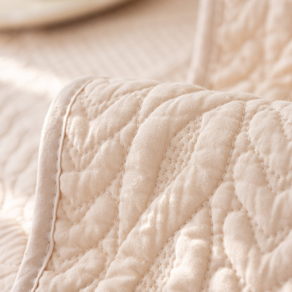 Geometric Textured Cotton Quilted Sofa Cover, Non-Slip Washable Couch Protector