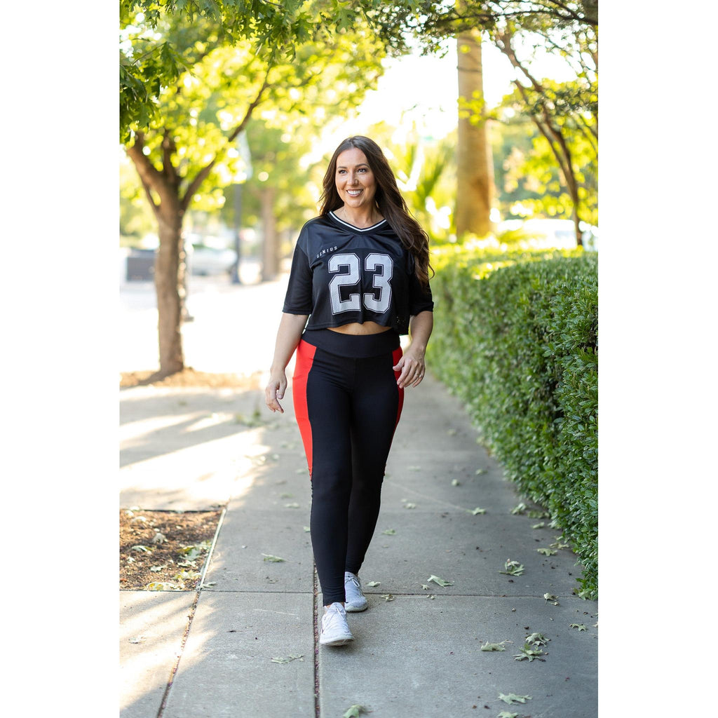 The Roxie - Red Panel Full Length Leggings