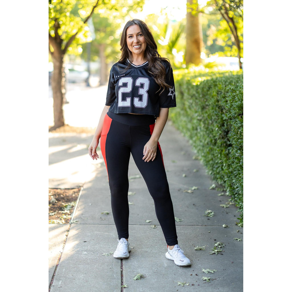 The Roxie - Red Panel Full Length Leggings