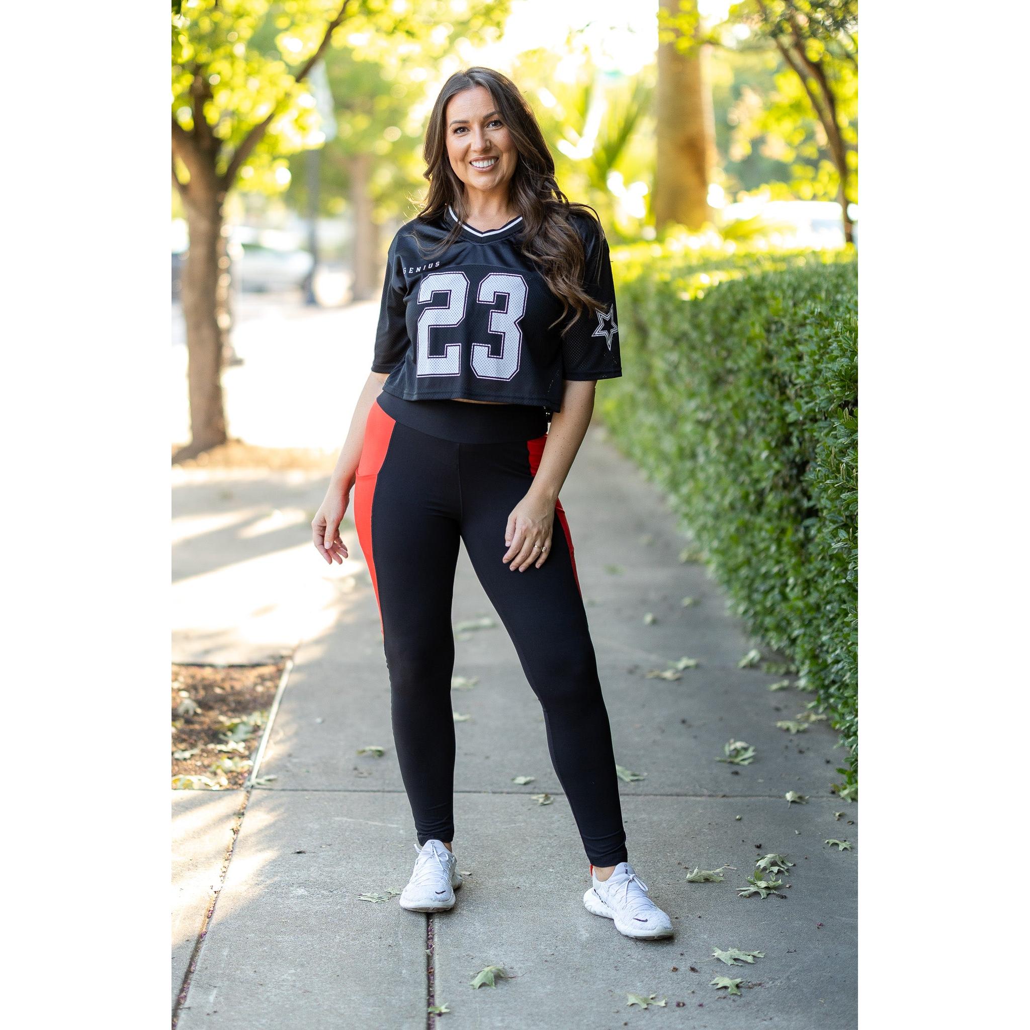 The Roxie - Red Panel Full Length Leggings