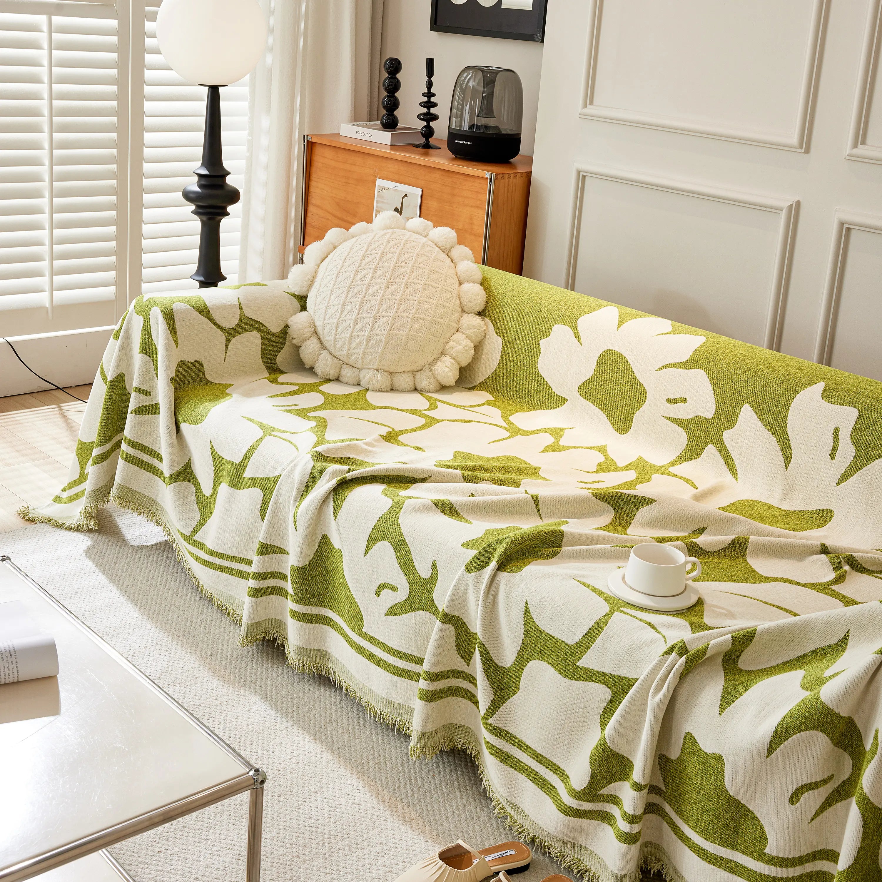 Chenille Floral Soft Thick Reversible Blanket Covers for Couch, Couch Protector Blanket Cover Sofa