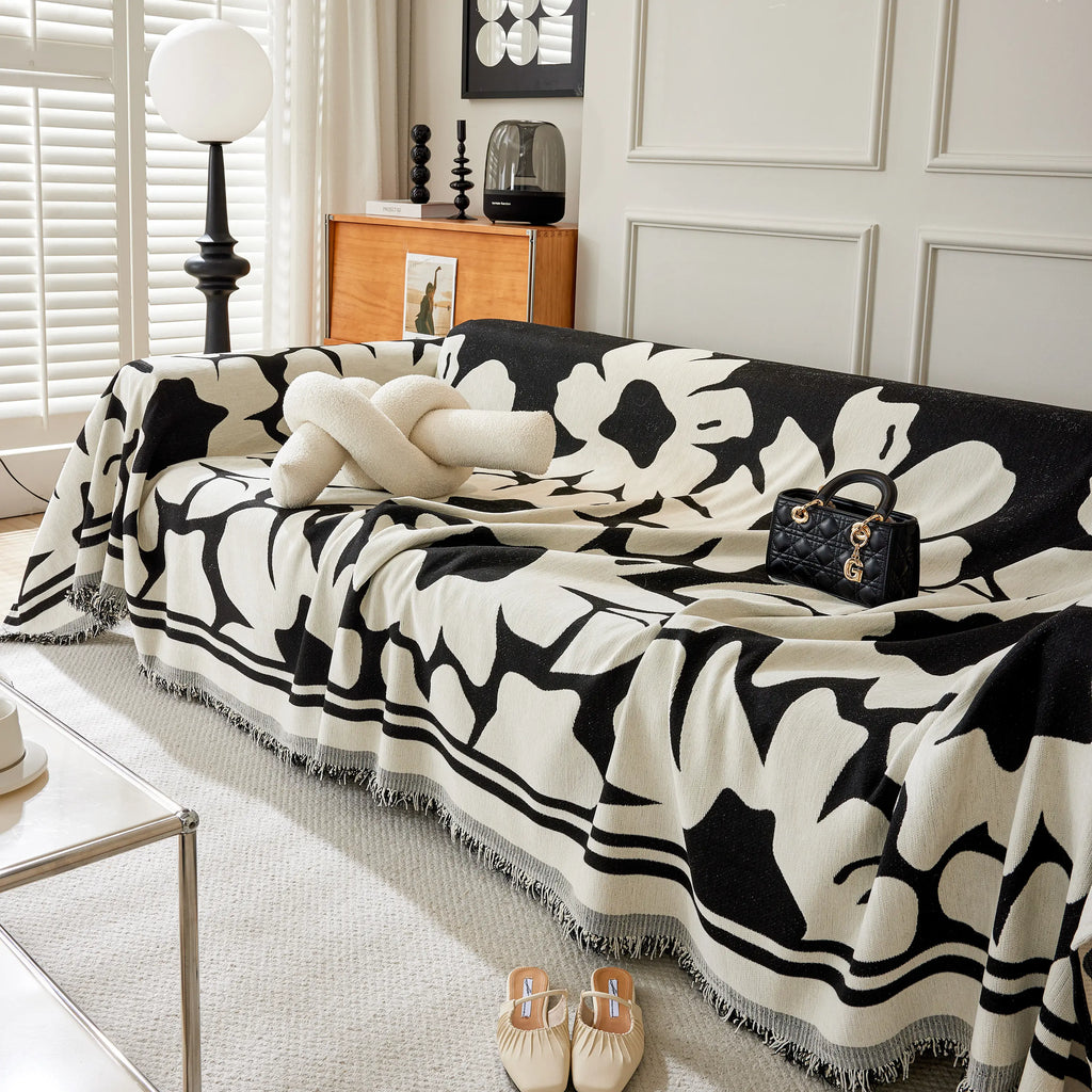 Chenille Floral Soft Thick Reversible Blanket Covers for Couch, Couch Protector Blanket Cover Sofa