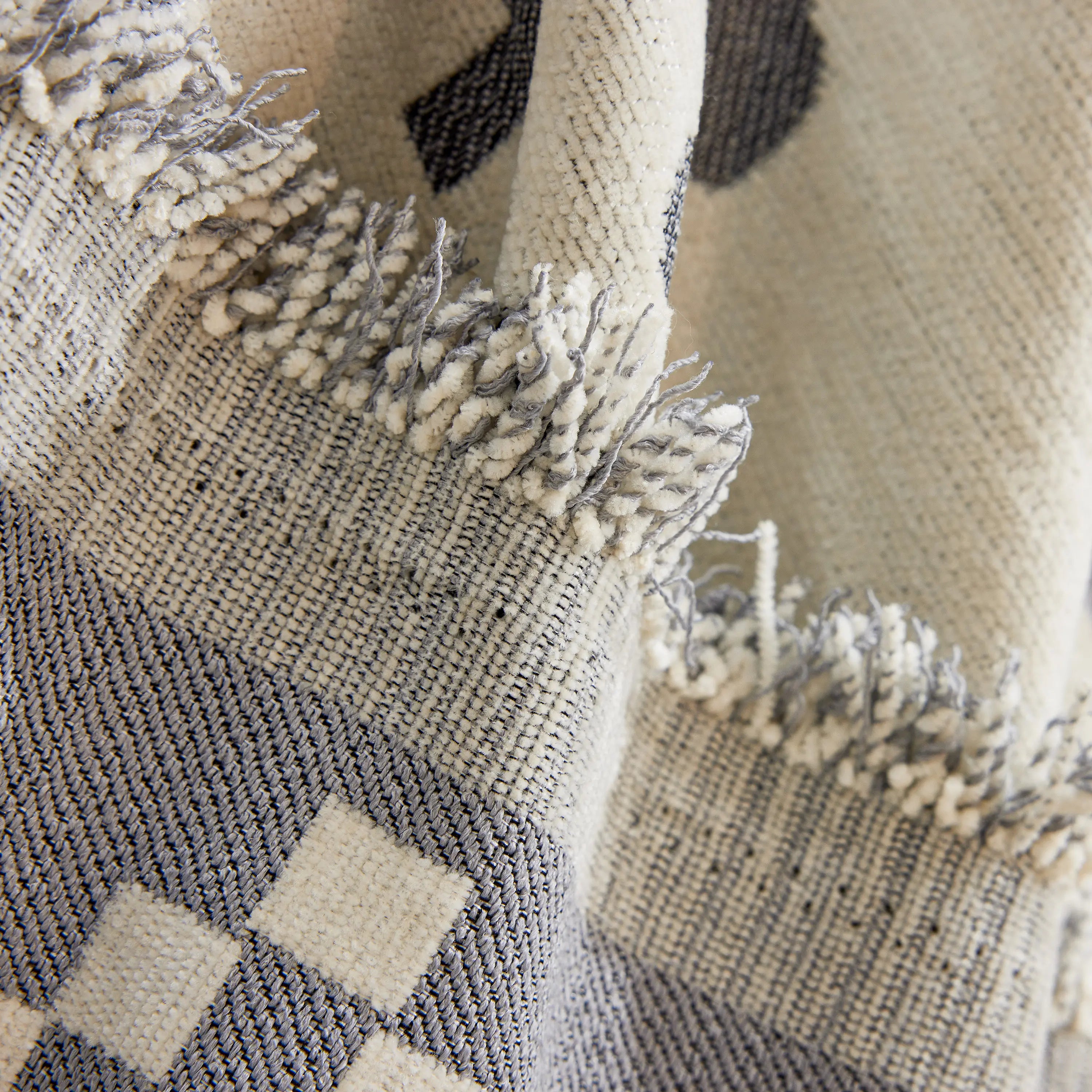 Boho Geometric Chenille Throw Sofa Cover Soft Textured Decorative Couch Blanket