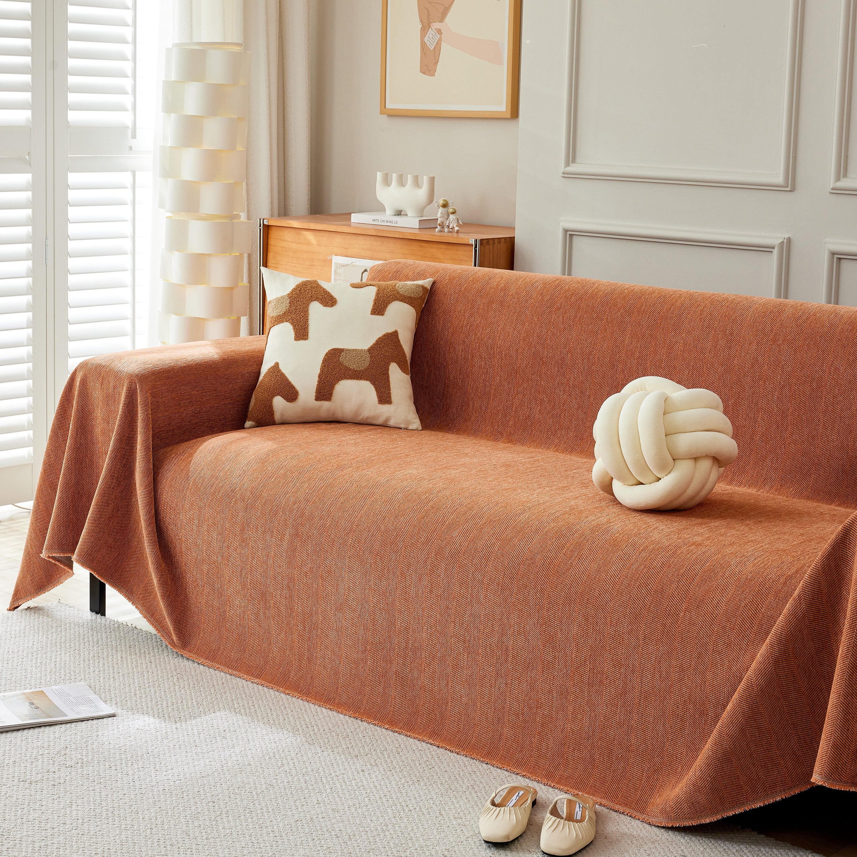 Herringbone Oversized Chenille Couch Throw Cover Sofa Slipcovers Couch Covers for Sectional Couches