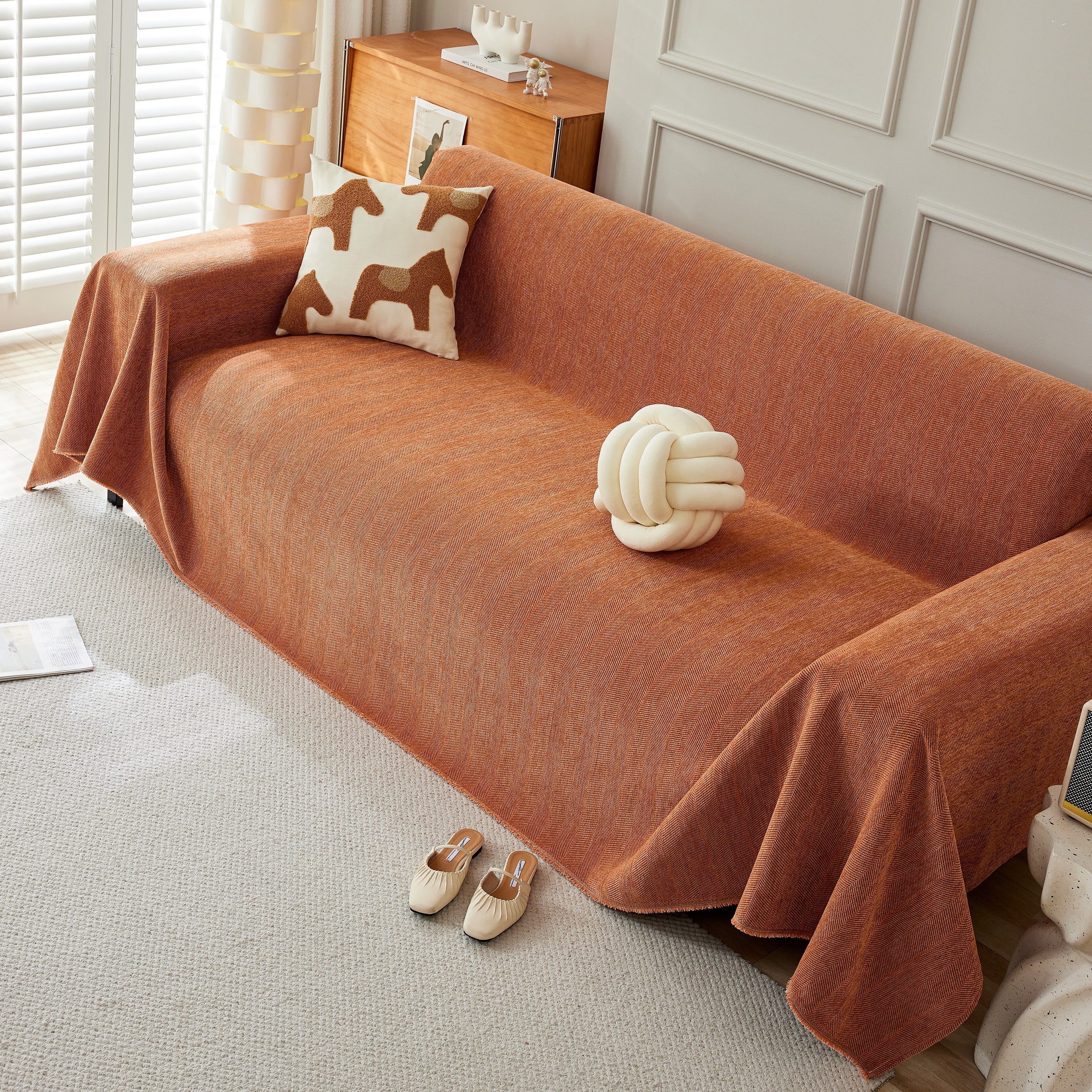 Herringbone Oversized Chenille Couch Throw Cover Sofa Slipcovers Couch Covers for Sectional Couches