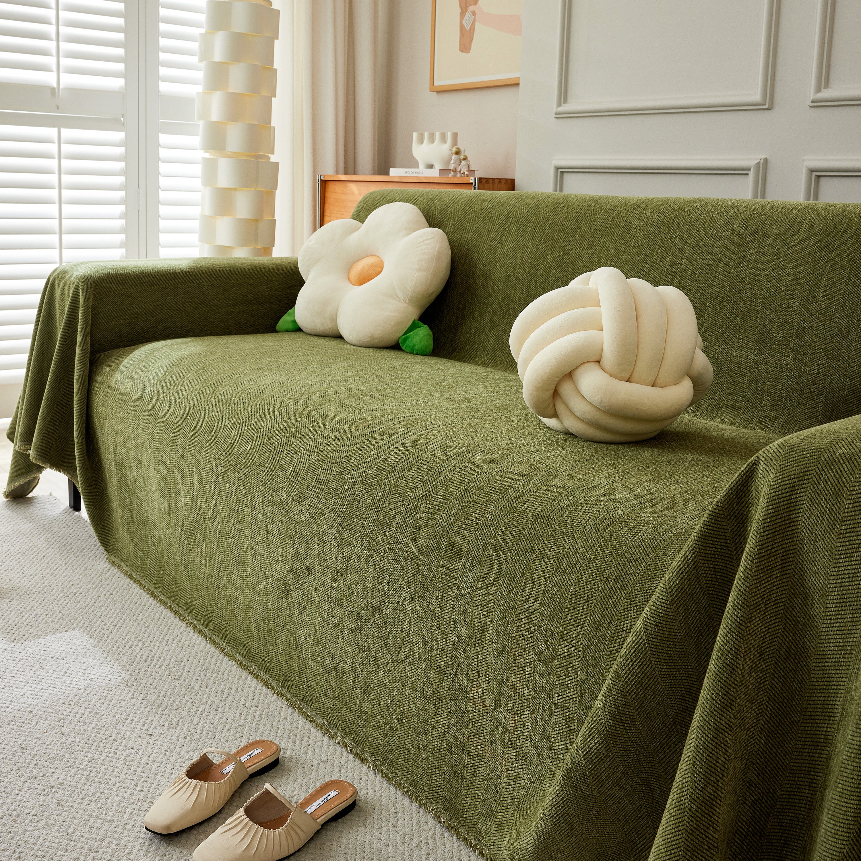 Herringbone Oversized Chenille Couch Throw Cover Sofa Slipcovers Couch Covers for Sectional Couches