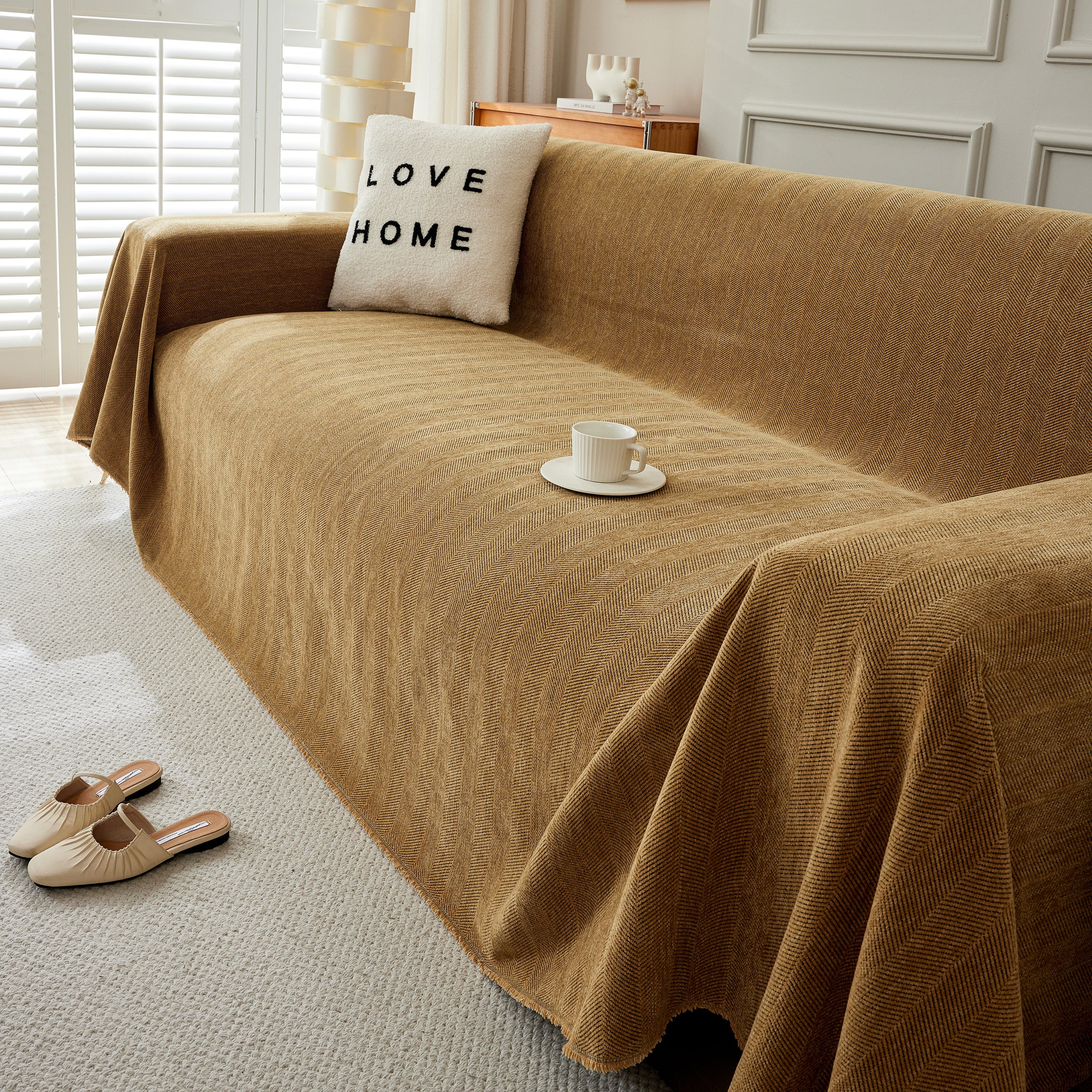 Herringbone Oversized Chenille Couch Throw Cover Sofa Slipcovers Couch Covers for Sectional Couches