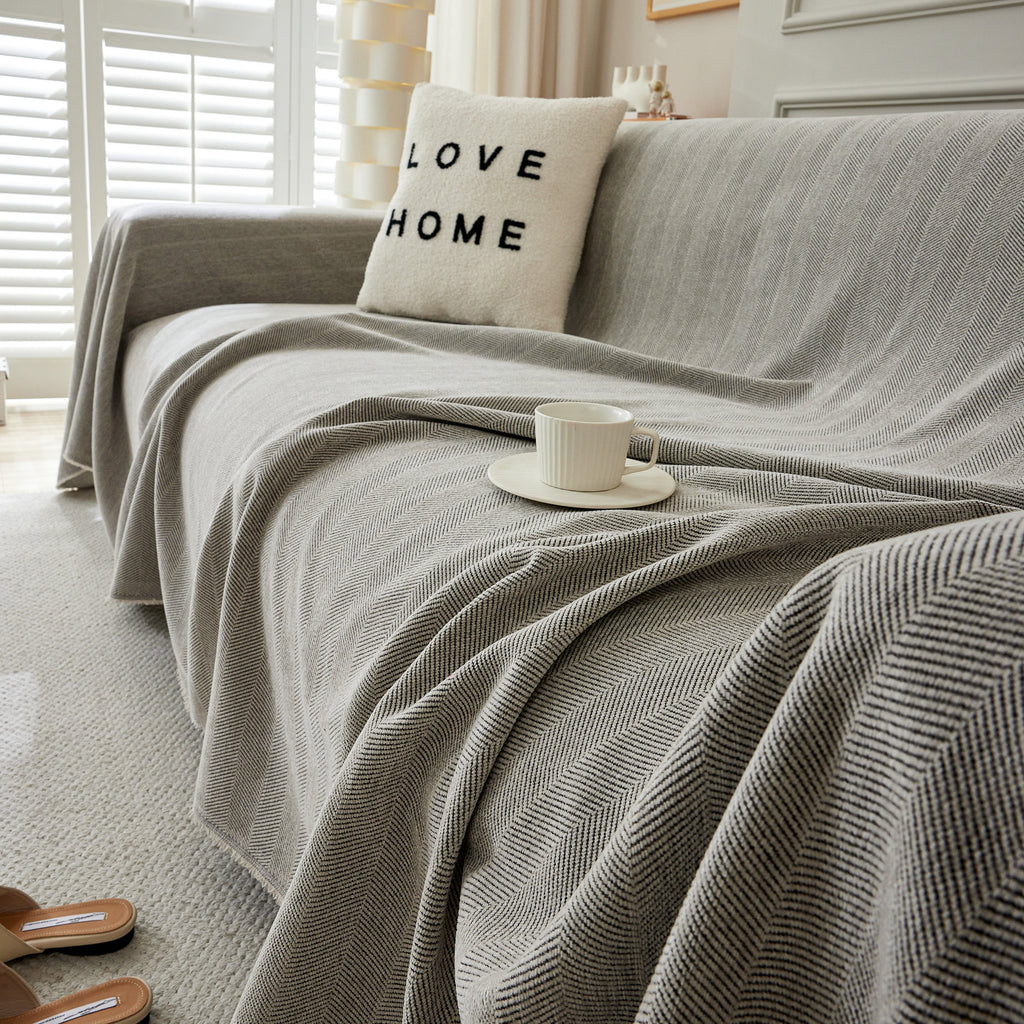 Herringbone Oversized Chenille Couch Throw Cover Sofa Slipcovers Couch Covers for Sectional Couches