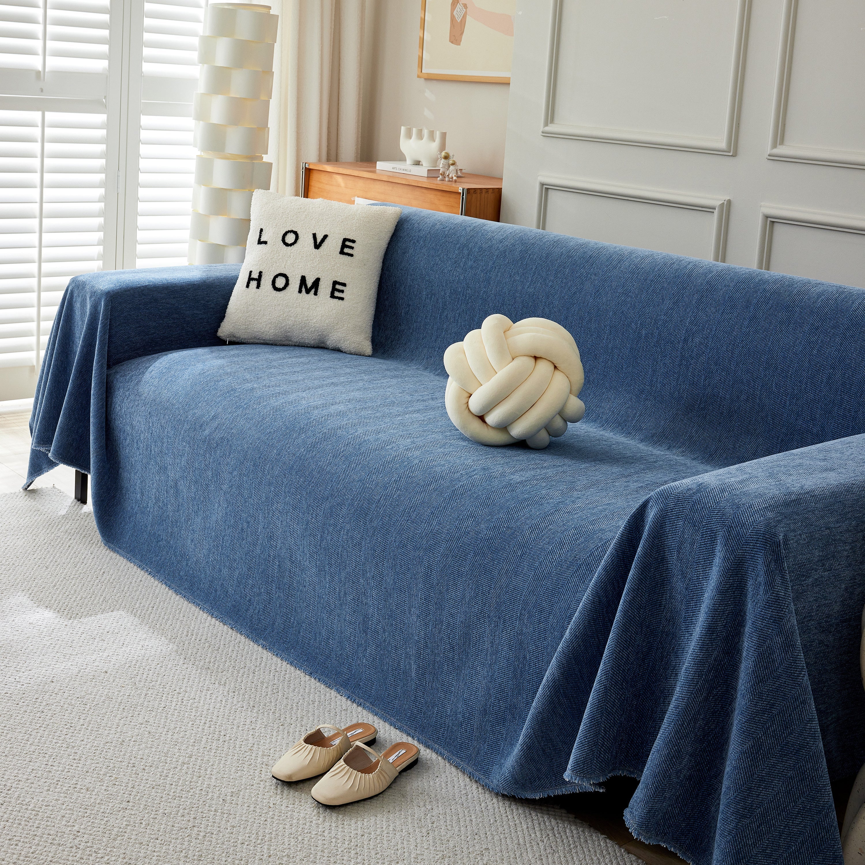 Herringbone Oversized Chenille Couch Throw Cover Sofa Slipcovers Couch Covers for Sectional Couches
