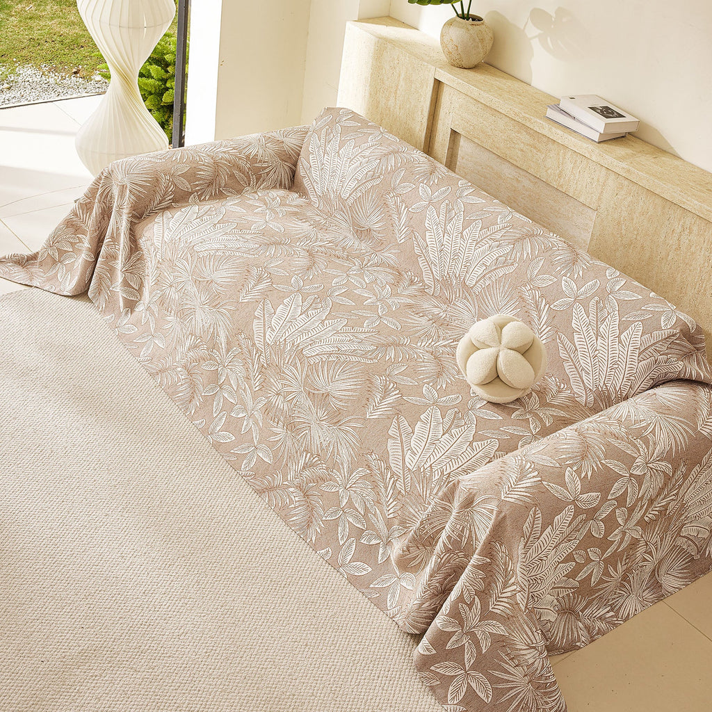 Tropical Botanical Leaf Texture Furniture Protector Blanket Soft Breathable Sofa Cover