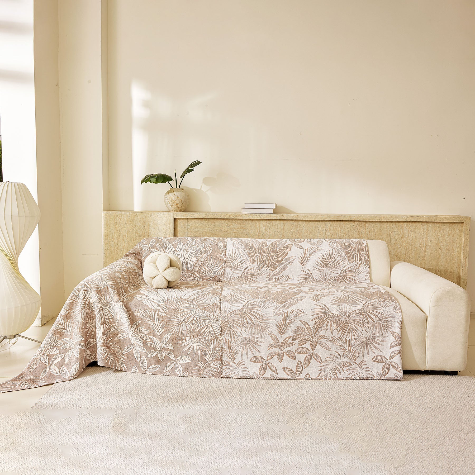 Tropical Botanical Leaf Texture Furniture Protector Blanket Soft Breathable Sofa Cover