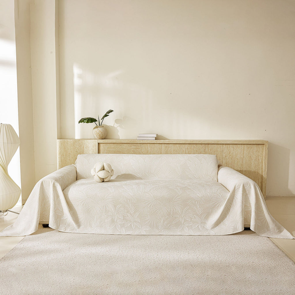 Tropical Botanical Leaf Texture Furniture Protector Blanket Soft Breathable Sofa Cover