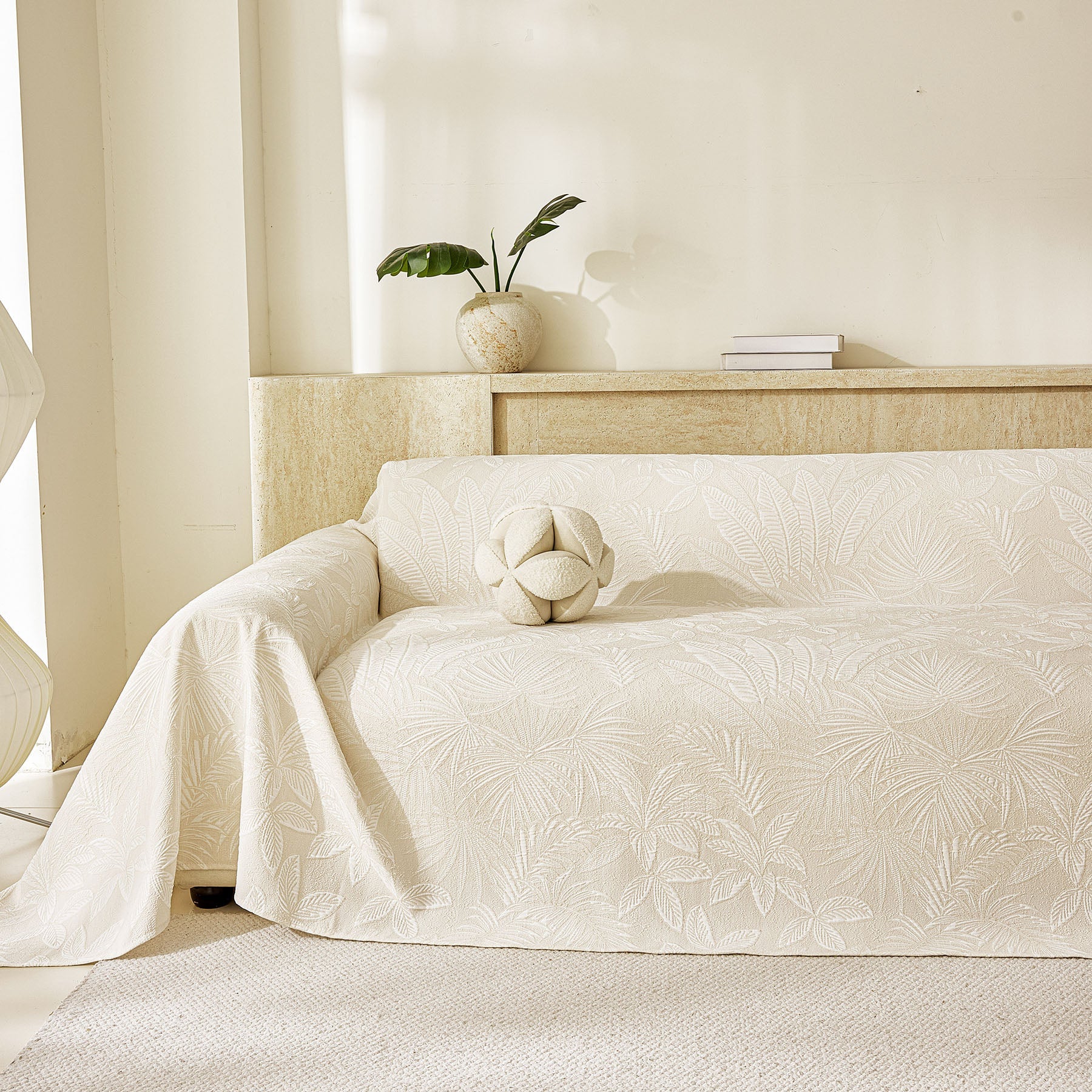 Tropical Botanical Leaf Texture Furniture Protector Blanket Soft Breathable Sofa Cover