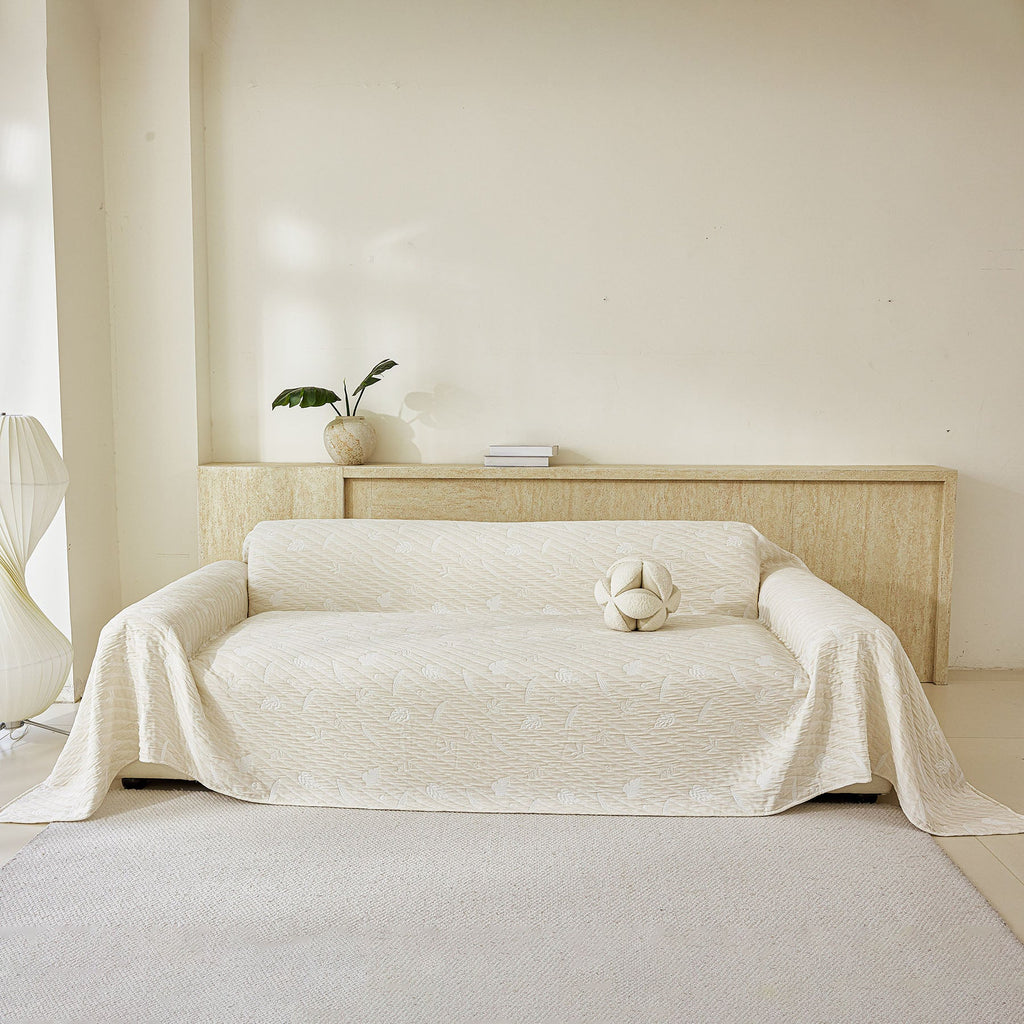 Soft Breathable Sofa Cover Blanket,Botanical Embossed Furniture Protector Throw Cover