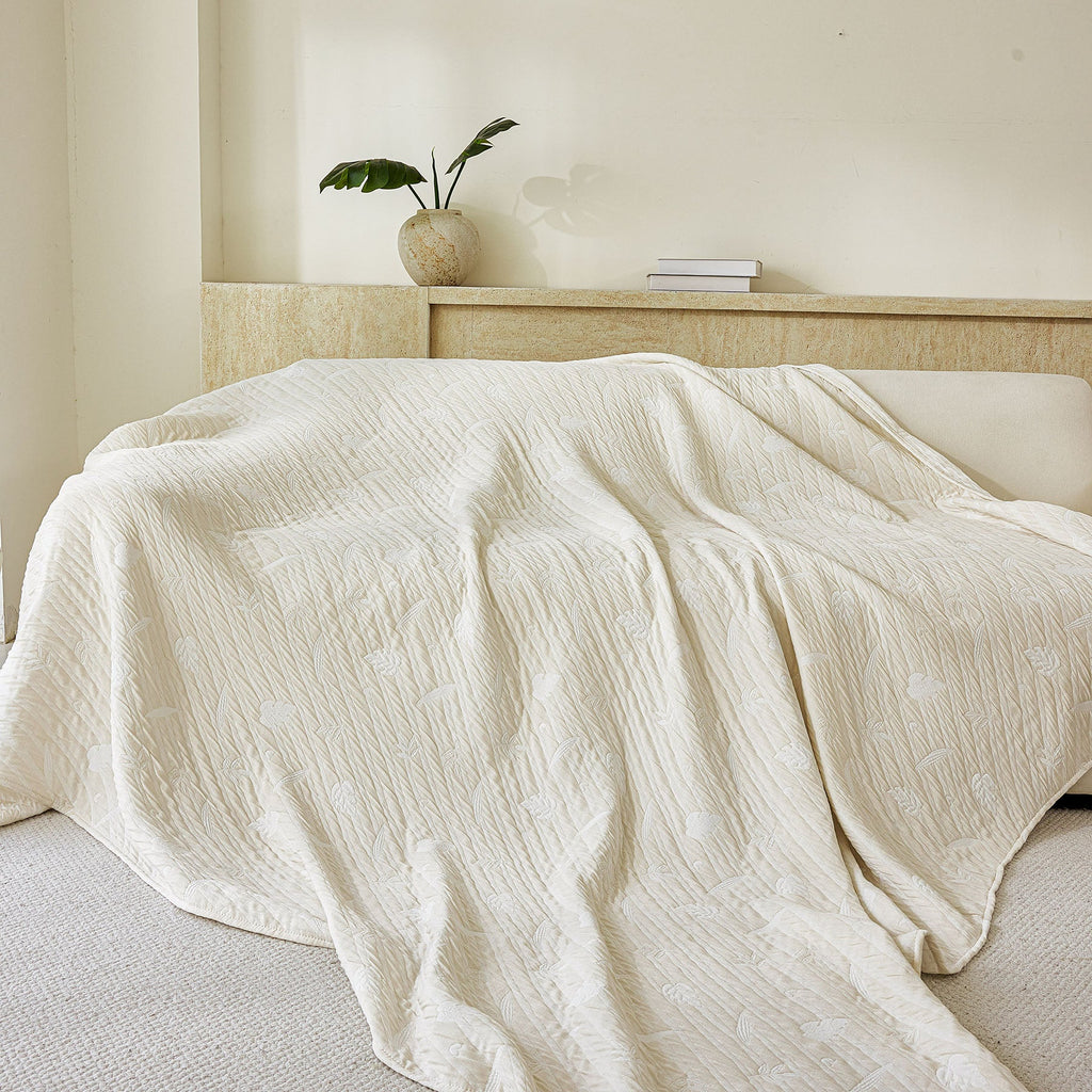 Soft Breathable Sofa Cover Blanket,Botanical Embossed Furniture Protector Throw Cover