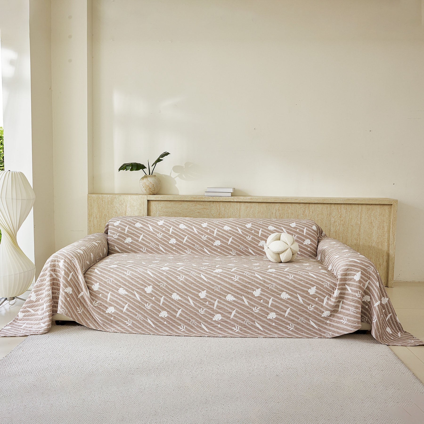 Soft Breathable Sofa Cover Blanket,Botanical Embossed Furniture Protector Throw Cover