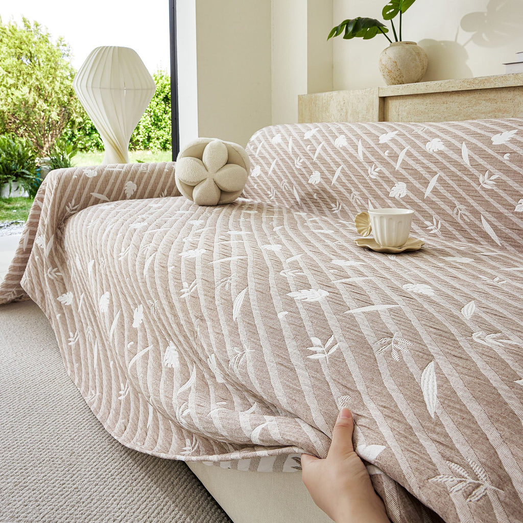 Soft Breathable Sofa Cover Blanket,Botanical Embossed Furniture Protector Throw Cover