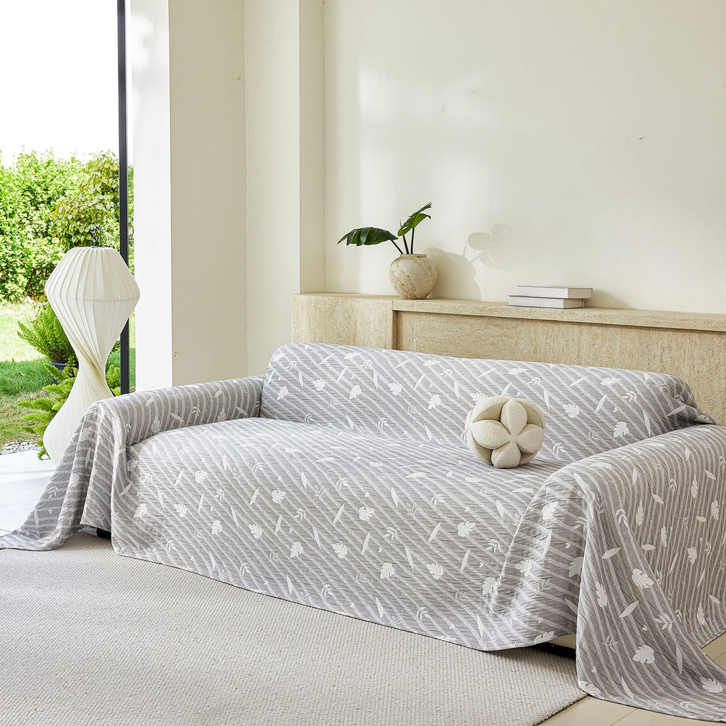 Soft Breathable Sofa Cover Blanket,Botanical Embossed Furniture Protector Throw Cover