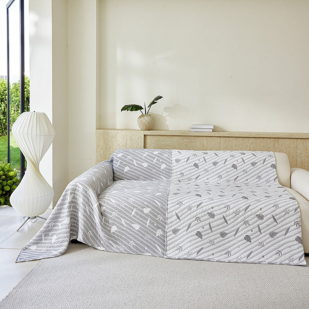 Soft Breathable Sofa Cover Blanket,Botanical Embossed Furniture Protector Throw Cover