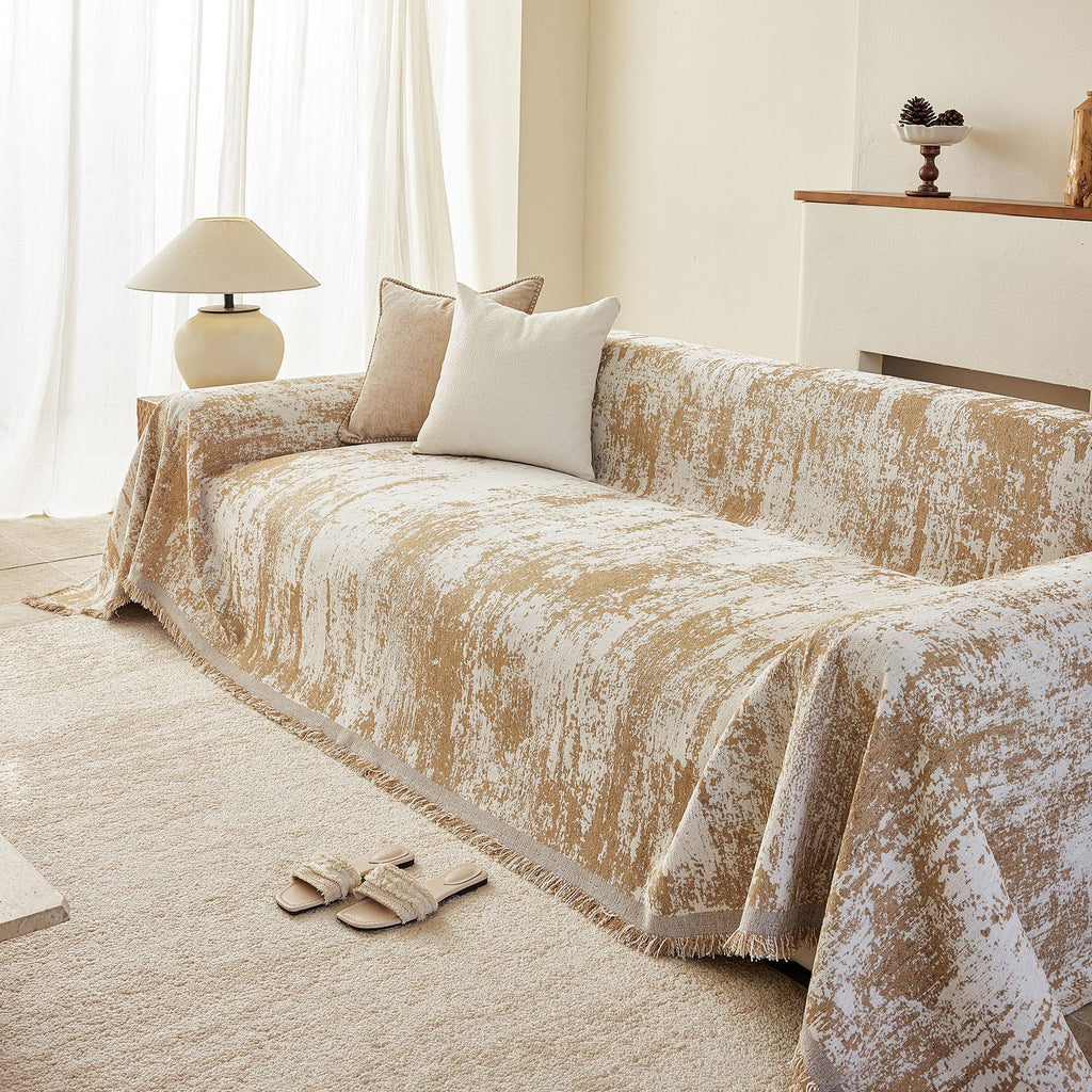 Soft Chenille Sofa Cover, Textured Abstract Couch Protector Cover with Vintage Pattern