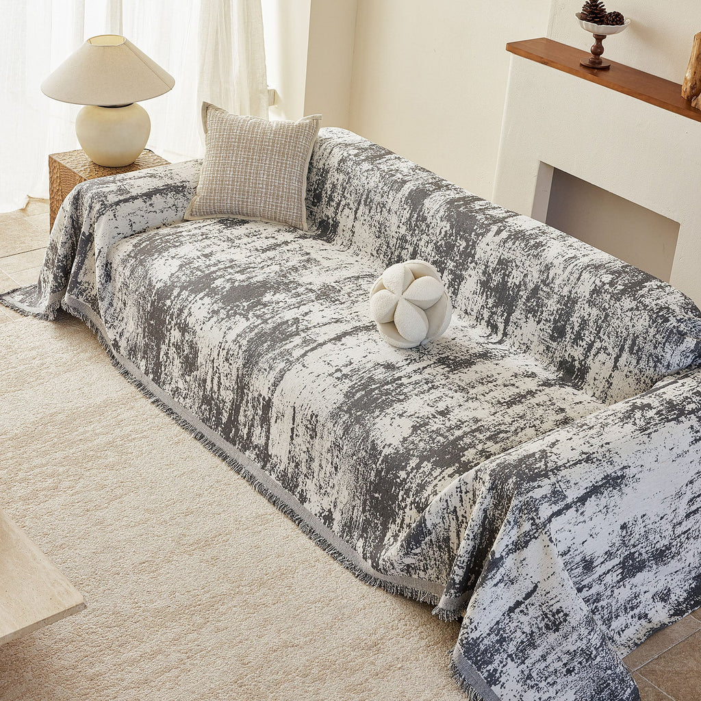 Soft Chenille Sofa Cover, Textured Abstract Couch Protector Cover with Vintage Pattern