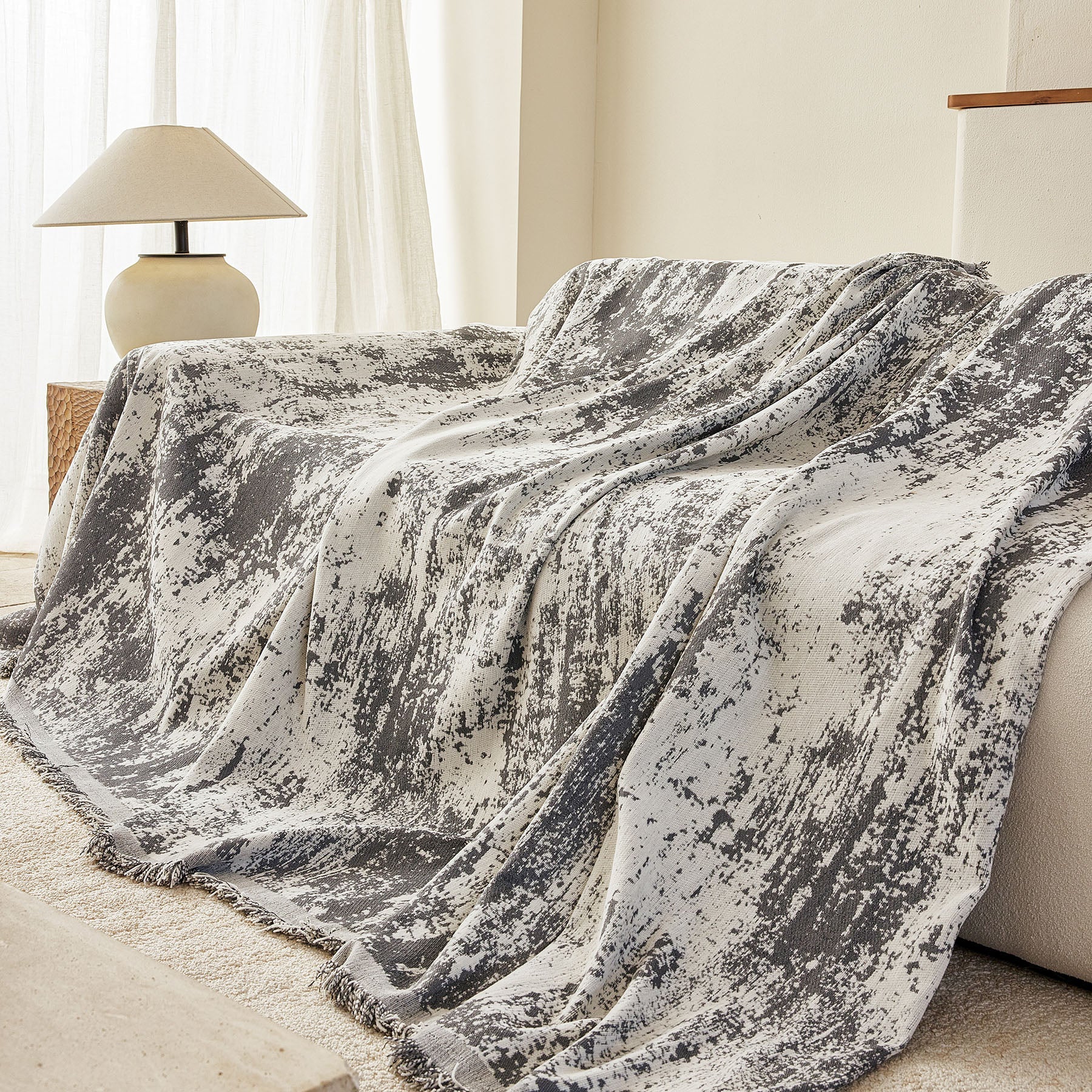 Soft Chenille Sofa Cover, Textured Abstract Couch Protector Cover with Vintage Pattern