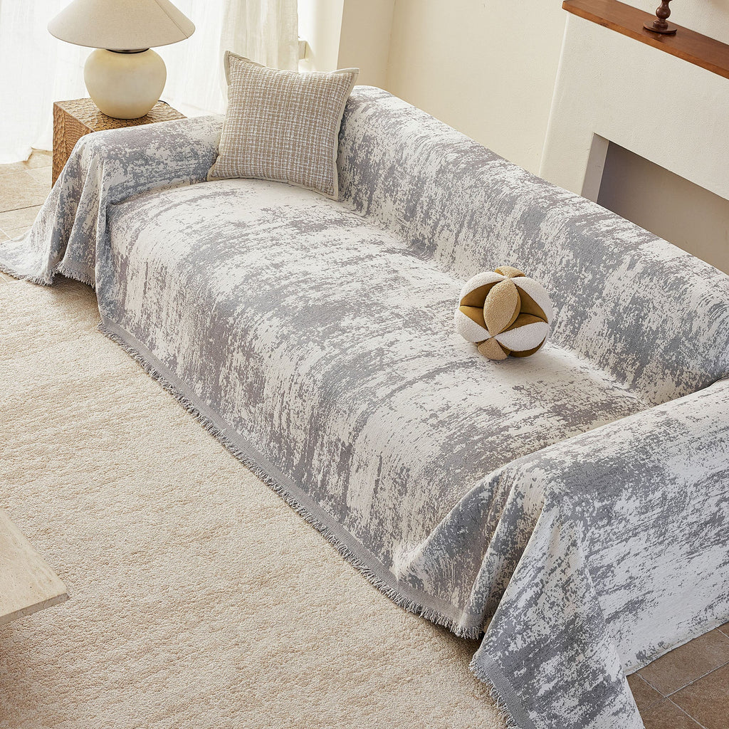 Soft Chenille Sofa Cover, Textured Abstract Couch Protector Cover with Vintage Pattern