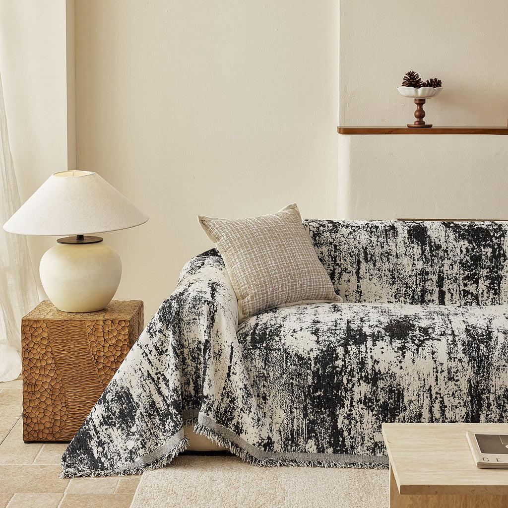 Soft Chenille Sofa Cover, Textured Abstract Couch Protector Cover with Vintage Pattern