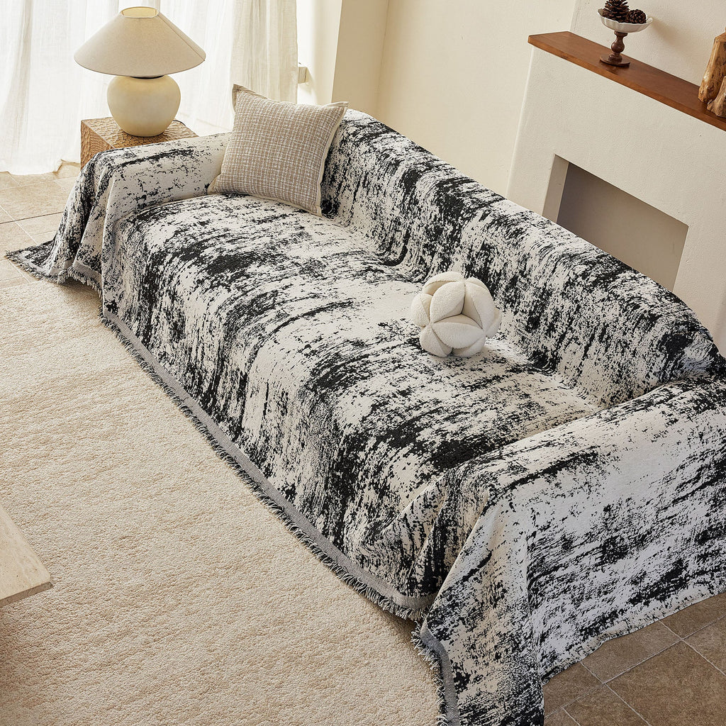Soft Chenille Sofa Cover, Textured Abstract Couch Protector Cover with Vintage Pattern
