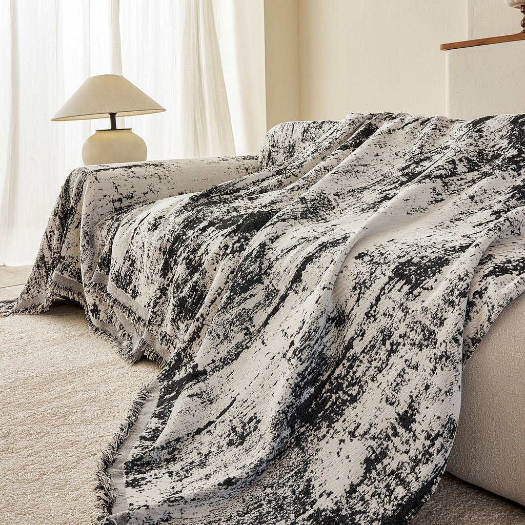 Soft Chenille Sofa Cover, Textured Abstract Couch Protector Cover with Vintage Pattern