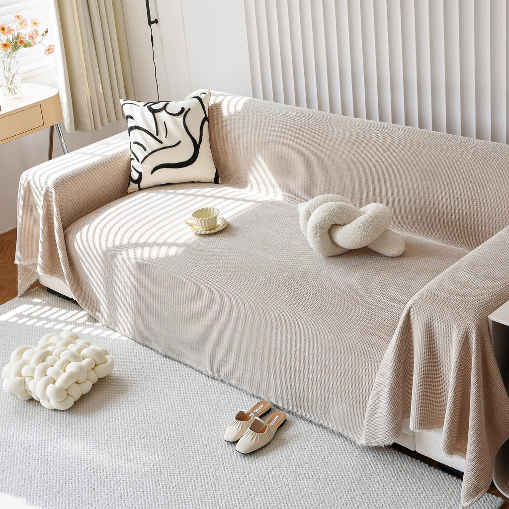 Chenille Thickened Solid Couch Blanket Throws, Reversible Couch Covers for Sectional Couches