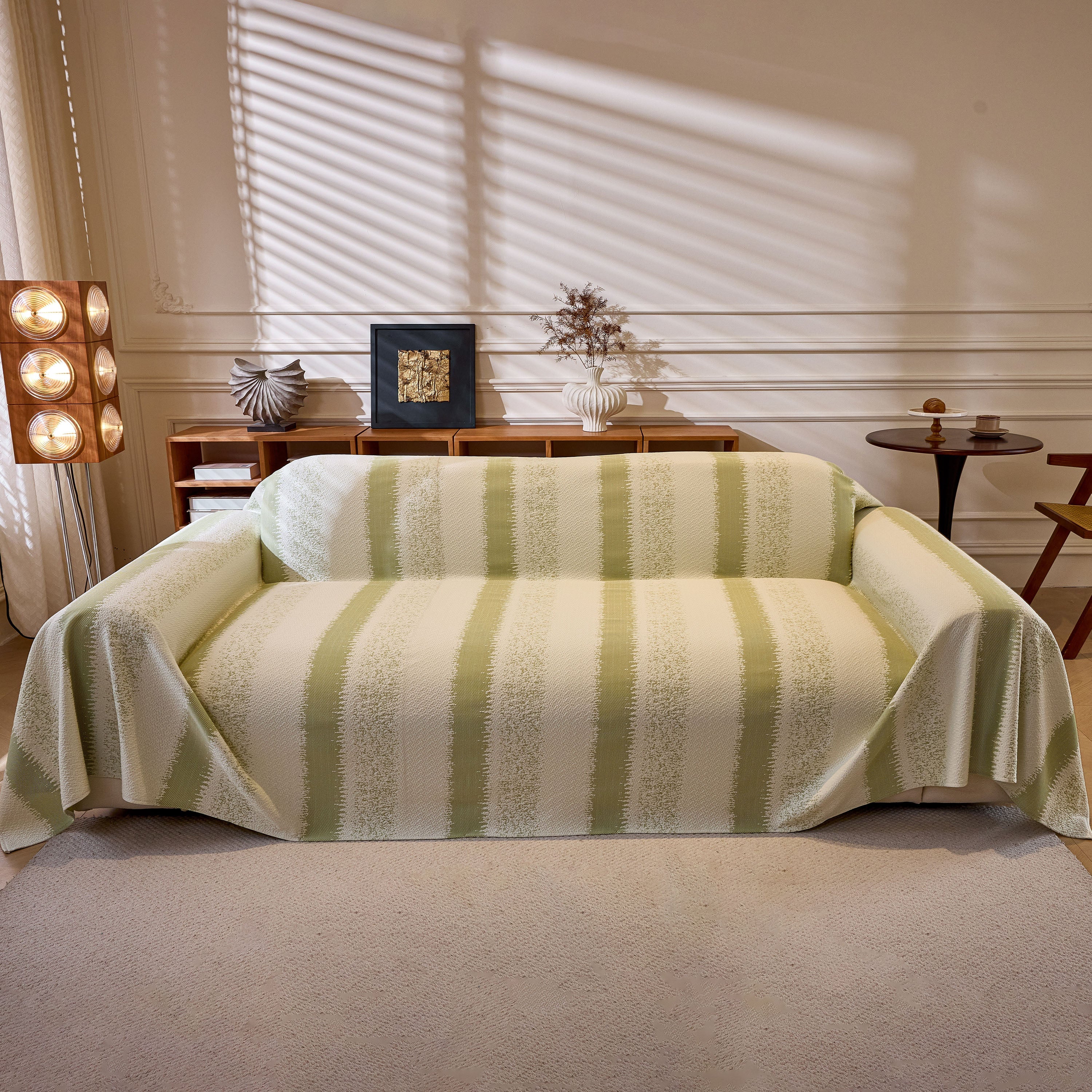 Modern Striped Sofa Throw Blanket, Lightweight Couch Cover for Summer Seating
