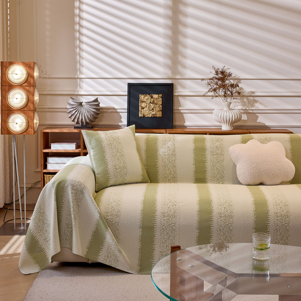 Modern Striped Sofa Throw Blanket, Lightweight Couch Cover for Summer Seating