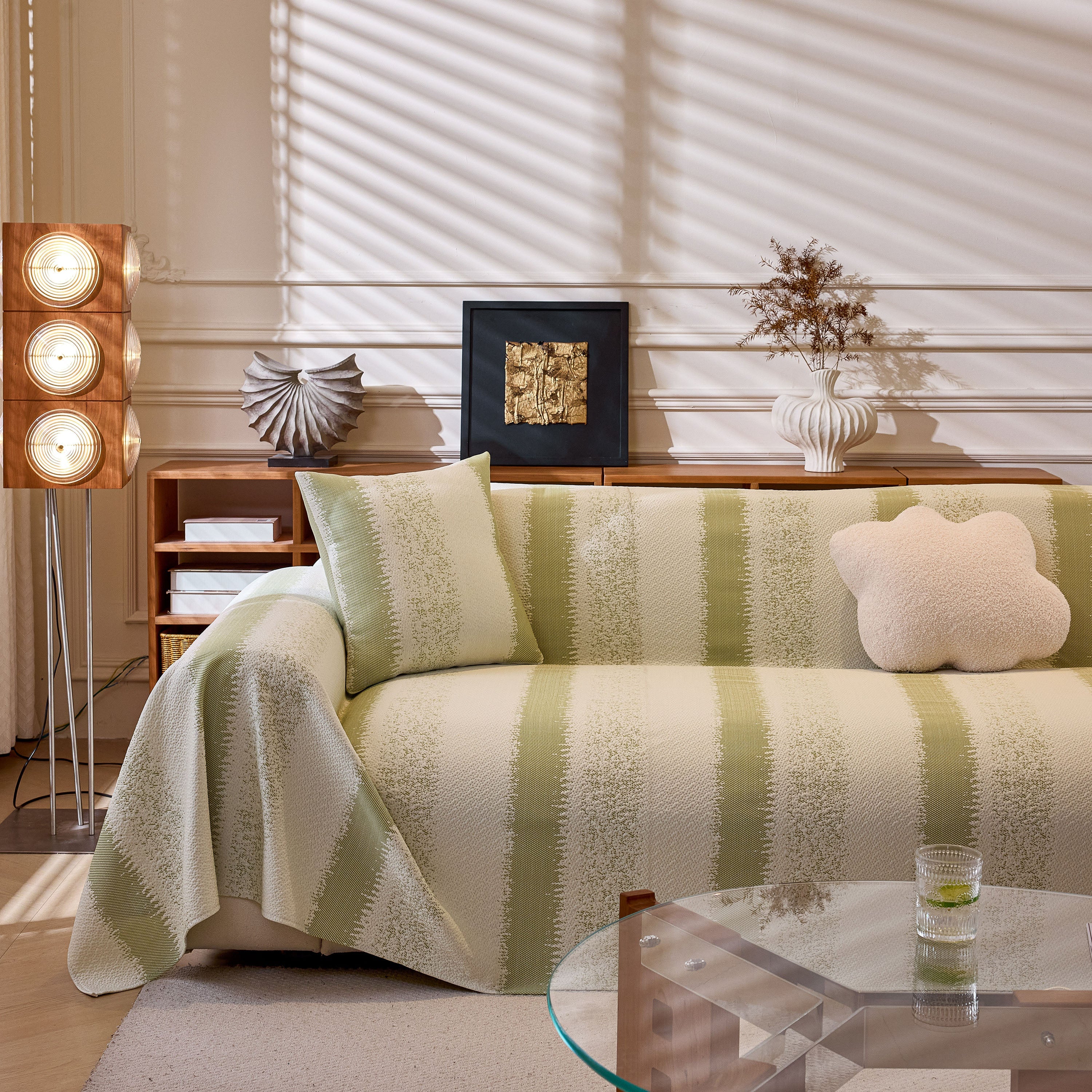 Modern Striped Sofa Throw Blanket, Lightweight Couch Cover for Summer Seating