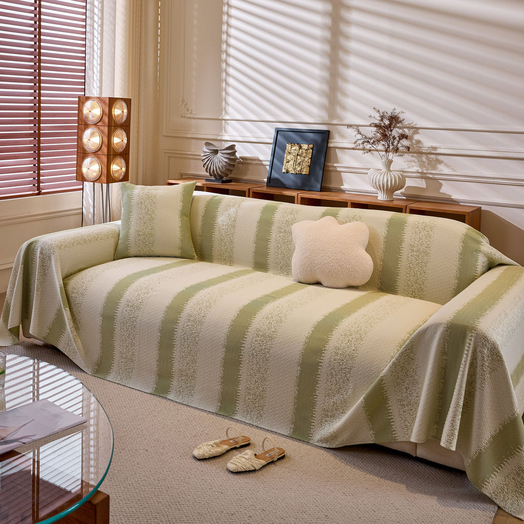 Modern Striped Sofa Throw Blanket, Lightweight Couch Cover for Summer Seating