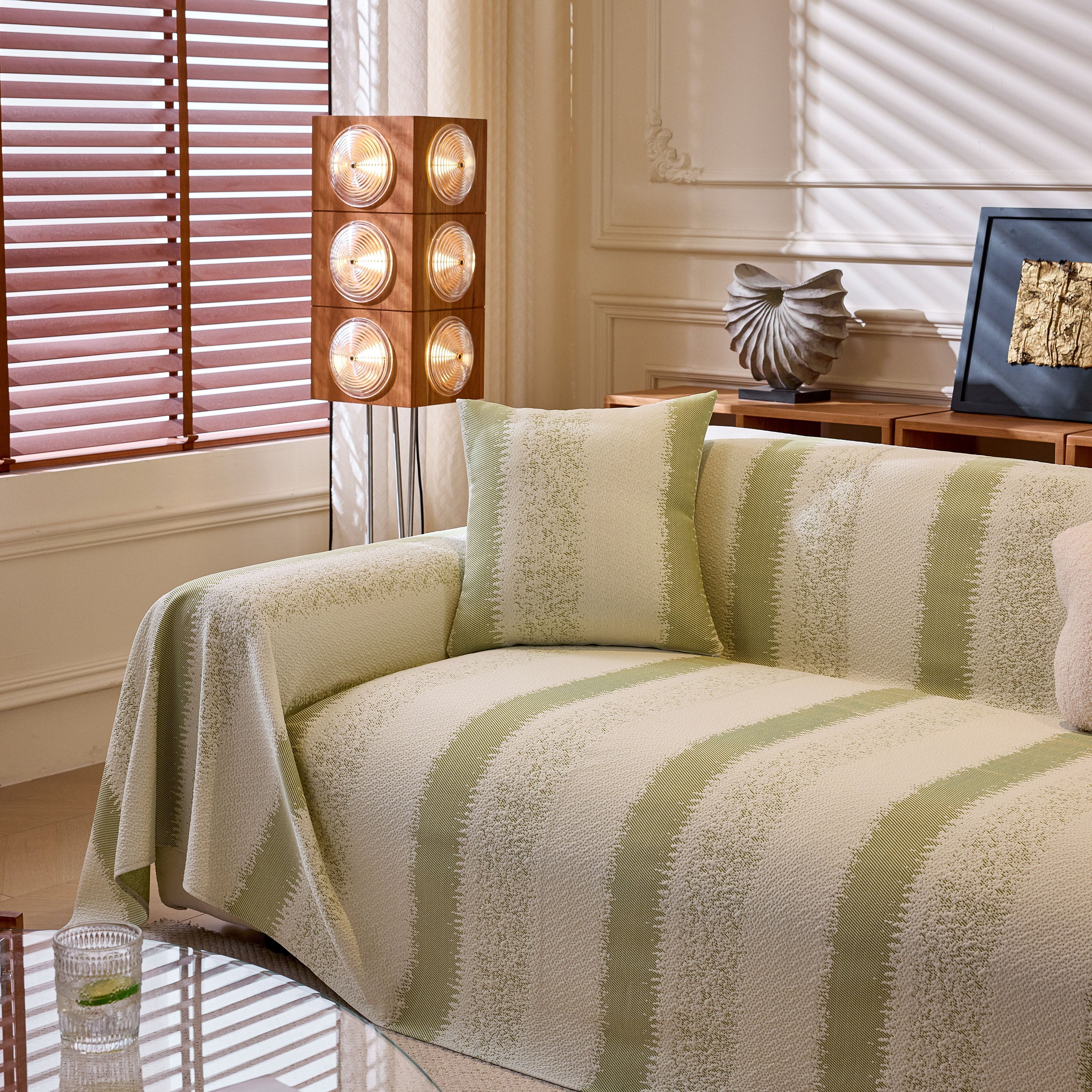 Modern Striped Sofa Throw Blanket, Lightweight Couch Cover for Summer Seating