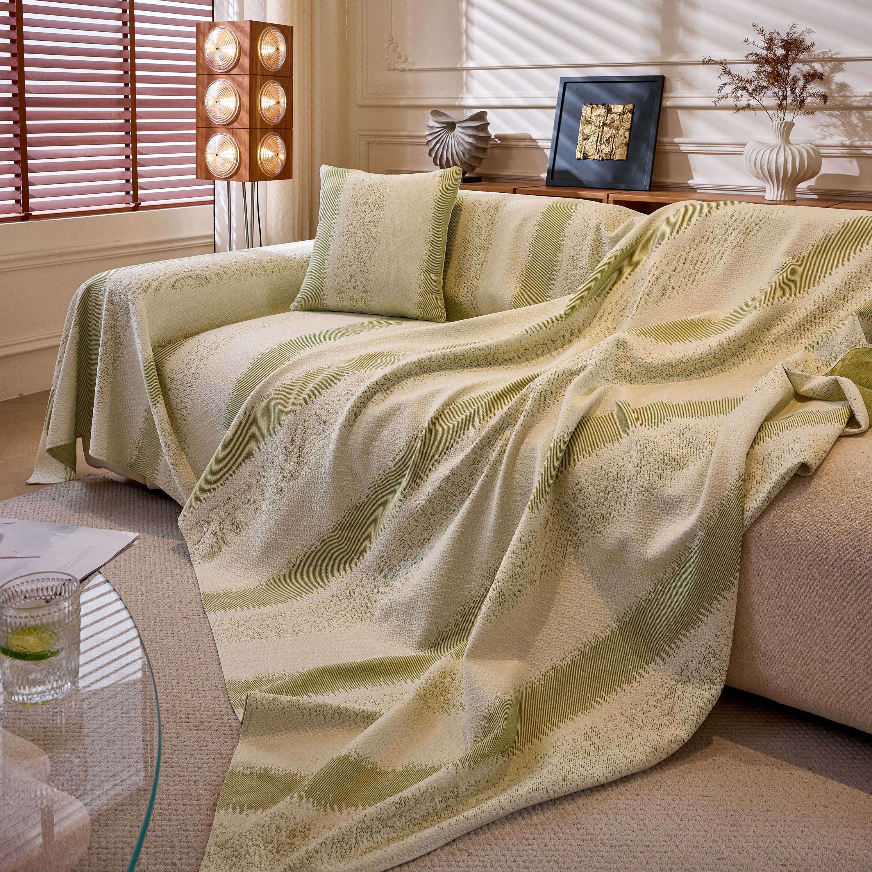 Modern Striped Sofa Throw Blanket, Lightweight Couch Cover for Summer Seating