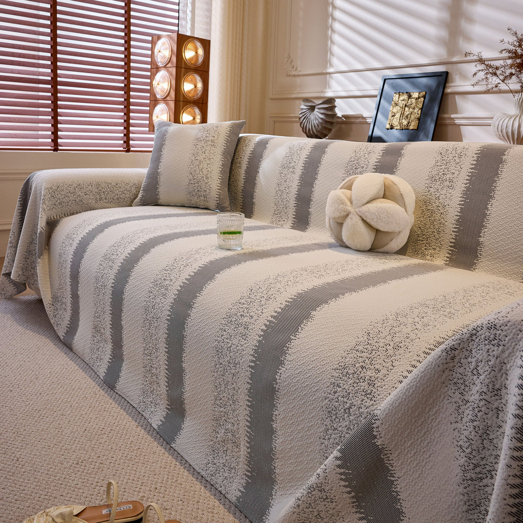 Modern Striped Sofa Throw Blanket, Lightweight Couch Cover for Summer Seating