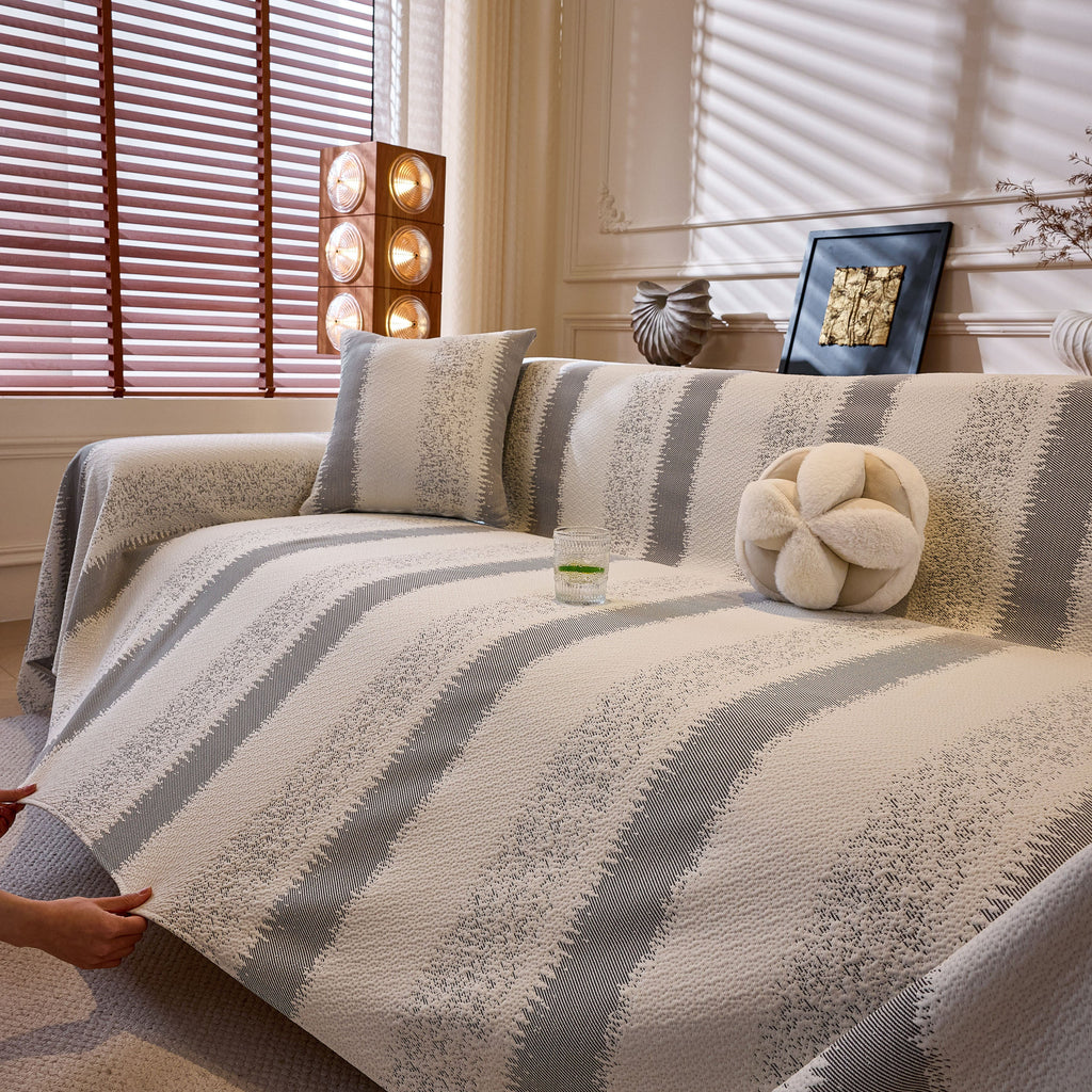 Modern Striped Sofa Throw Blanket, Lightweight Couch Cover for Summer Seating