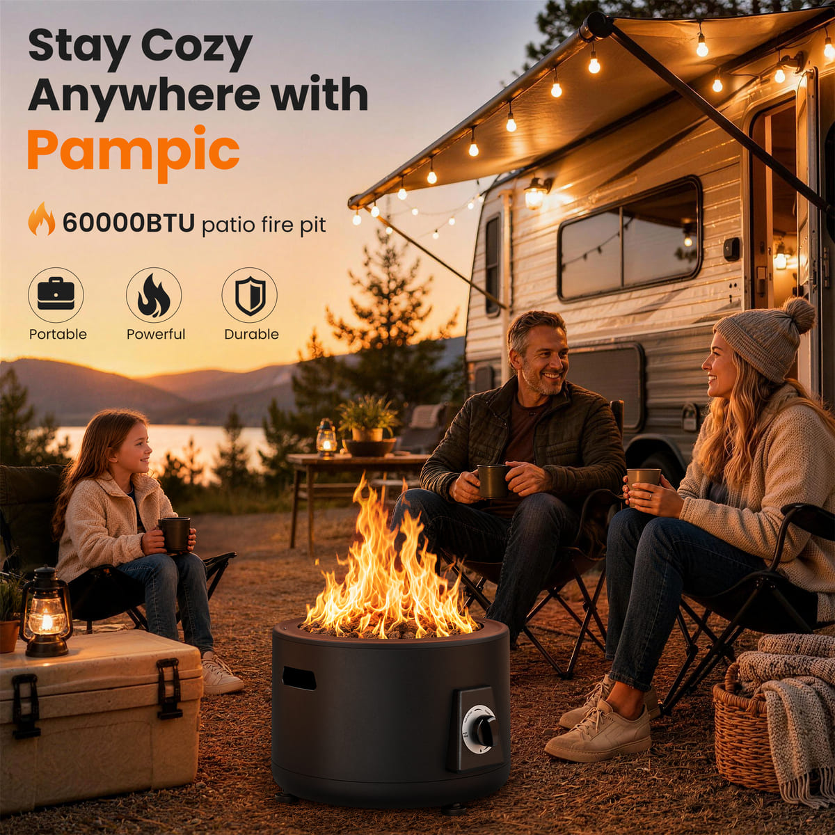 Pyra Portable Propane Fire Pit, 60,000 BTU Smokeless Outdoor Fire Pit