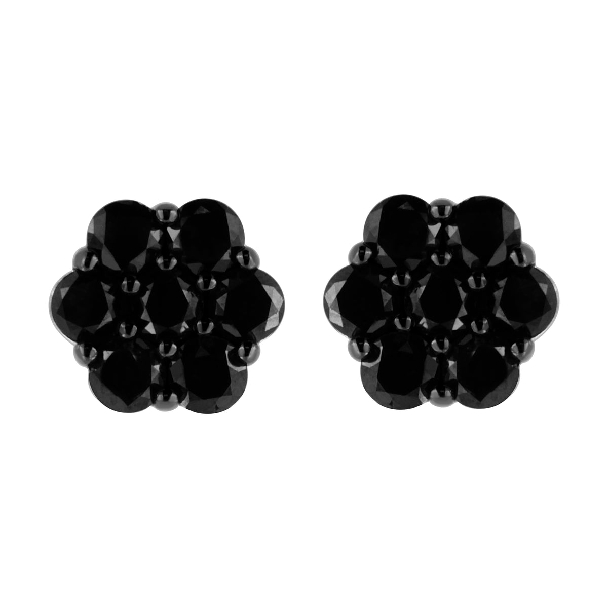 .925 Sterling Silver 1/4 Cttw Treated Yellow Diamond Floral Stud Earrings (Yellow Color, I1-I2 Clarity)