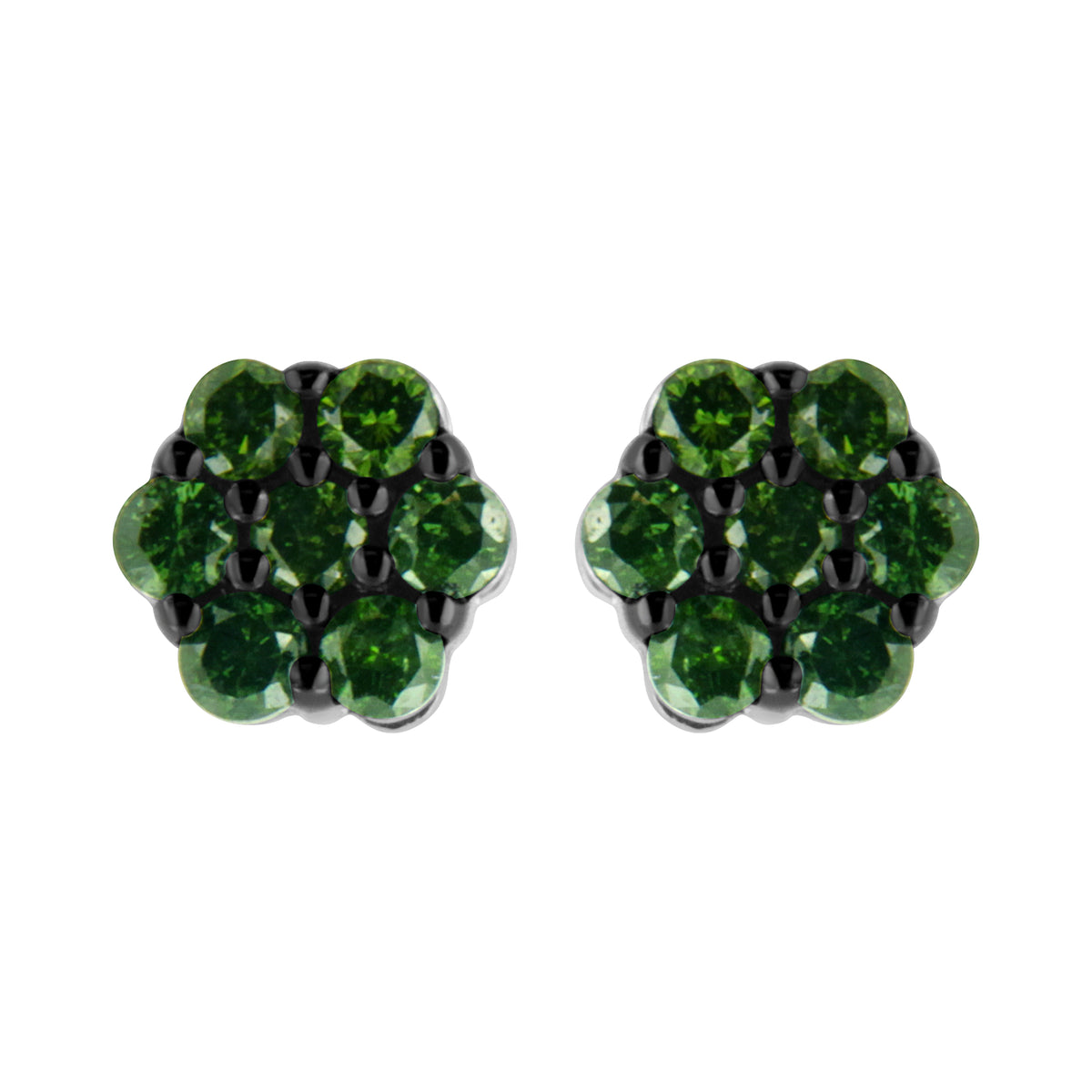 .925 Sterling Silver 1/4 Cttw Treated Yellow Diamond Floral Stud Earrings (Yellow Color, I1-I2 Clarity)