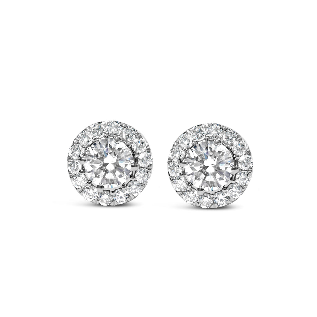 14K White Gold 3.0 Cttw Lab-Grown Diamond Hidden Halo Stud Earrings