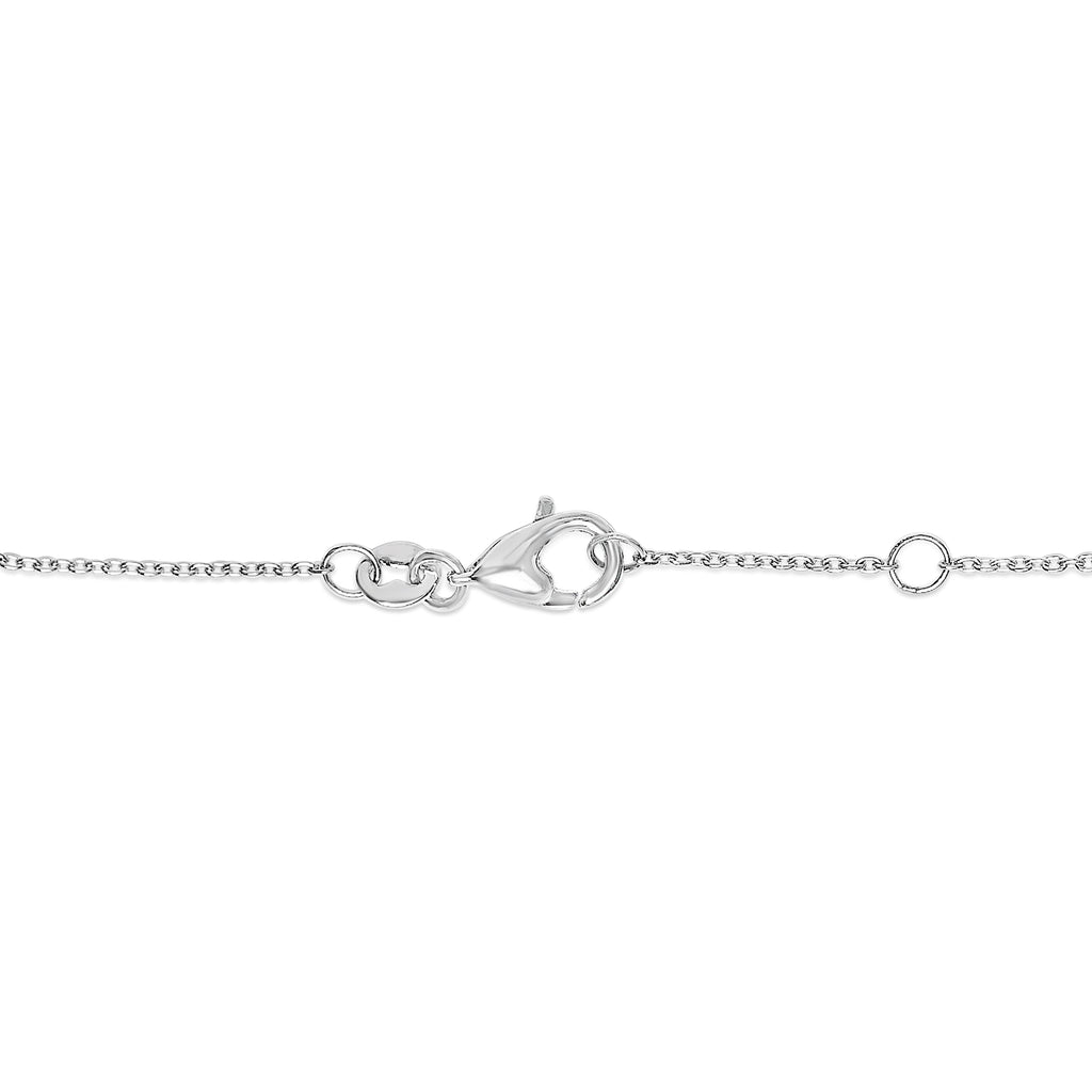 14K White Gold Alternating Blue Sapphire and Diamond Bezel Station Chain Bracelet - Size 7.5 inch