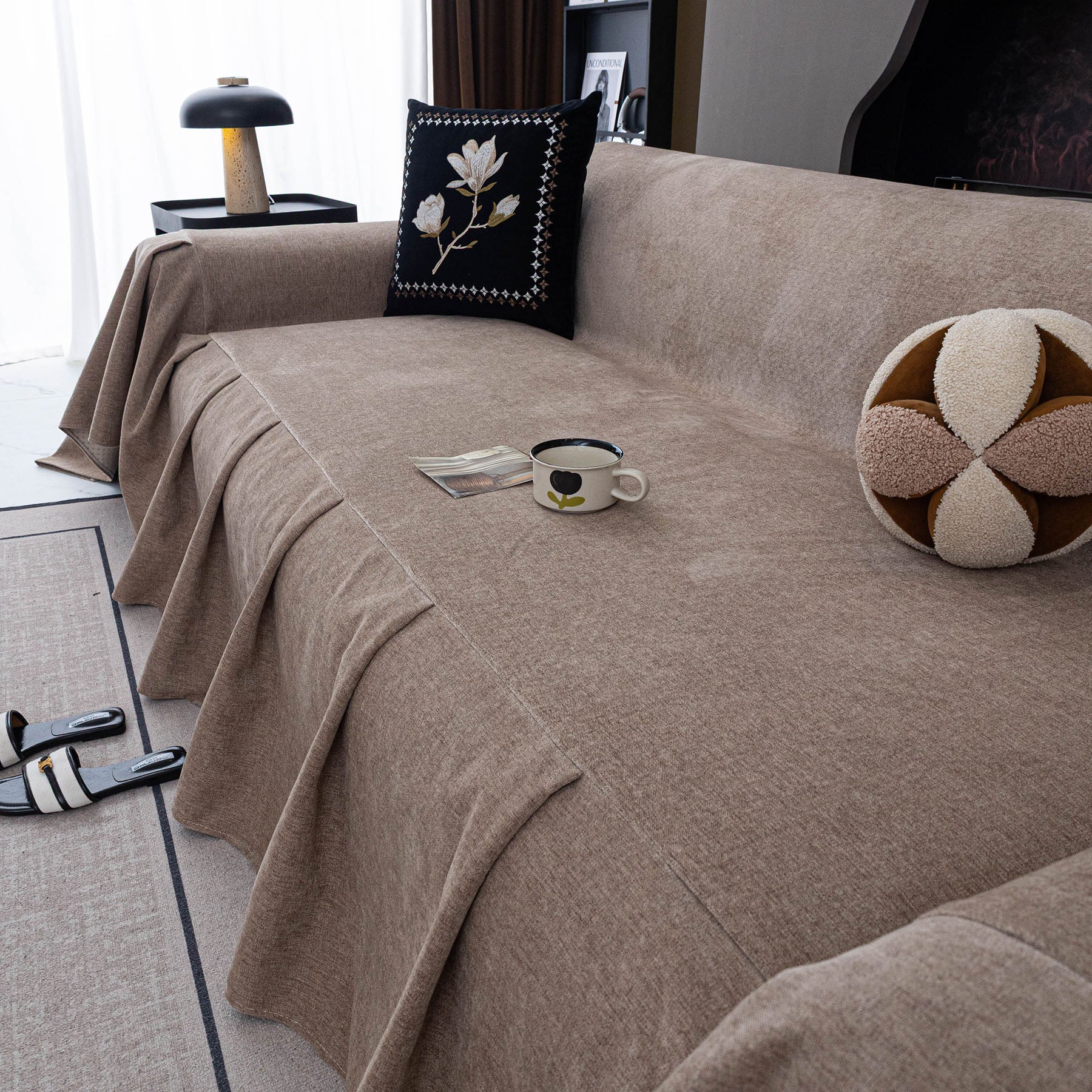 Water Repellent Couch Cover, Non Slip Furniture Protector for Leather & Fabric Sofa