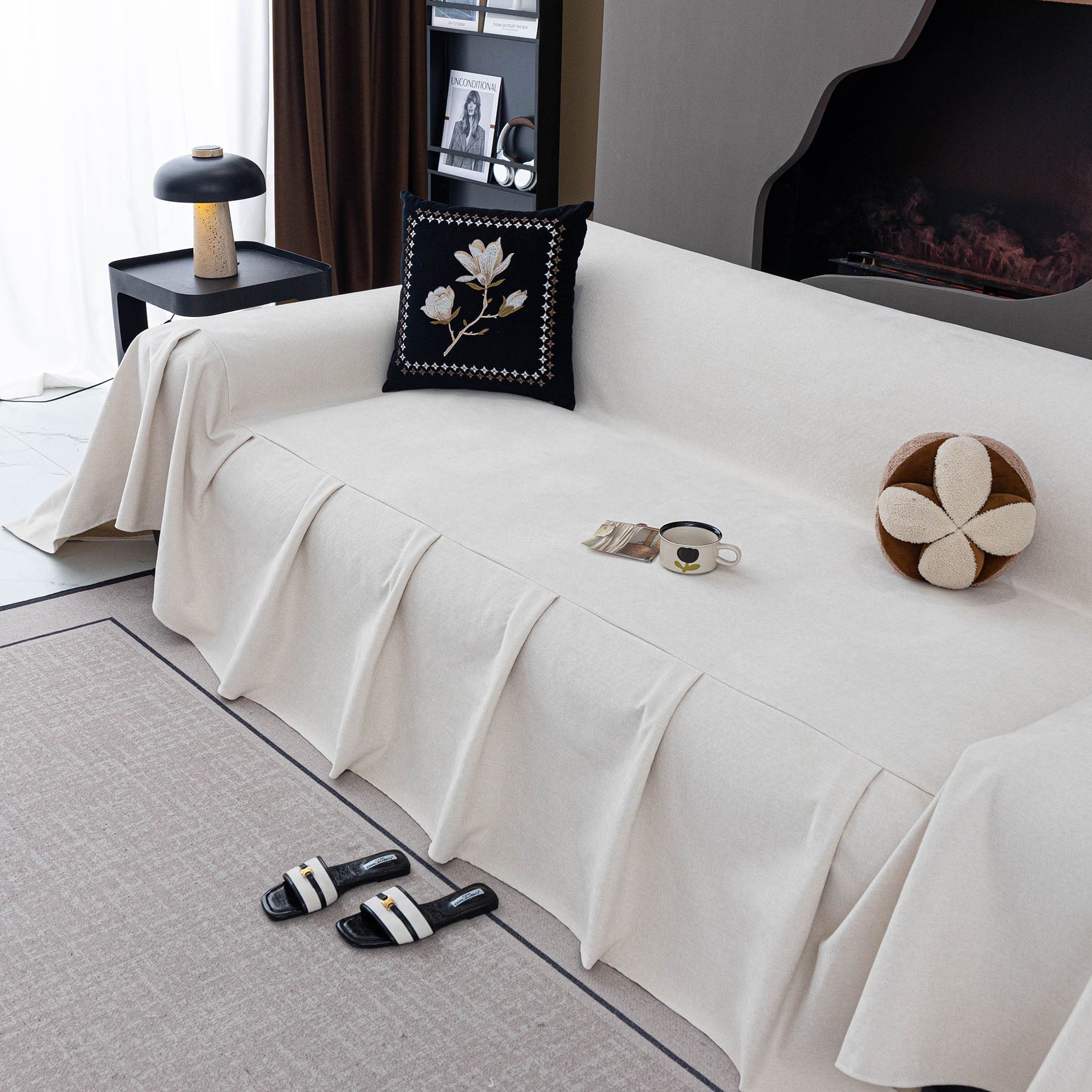 Water Repellent Couch Cover, Non Slip Furniture Protector for Leather & Fabric Sofa