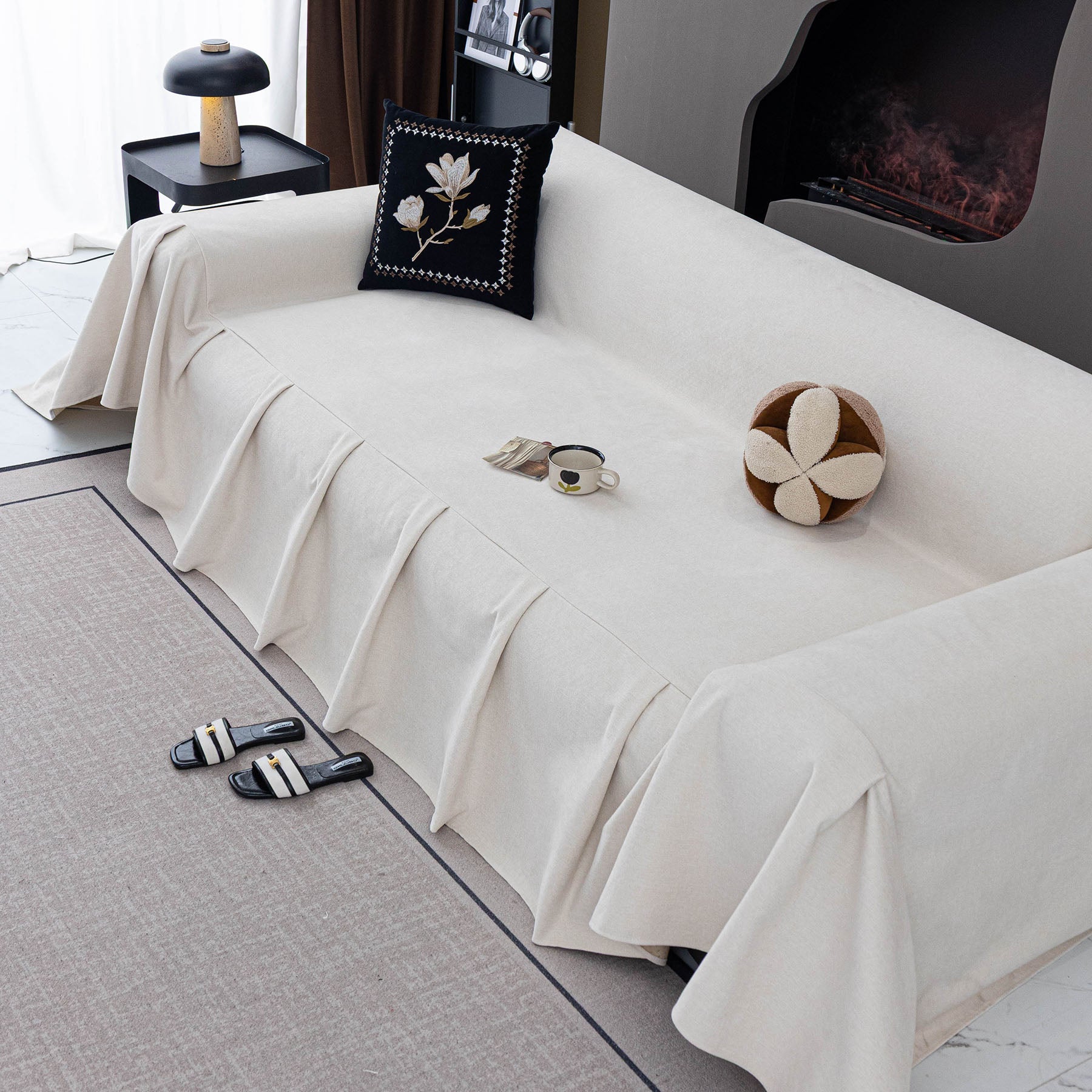 Water Repellent Couch Cover, Non Slip Furniture Protector for Leather & Fabric Sofa